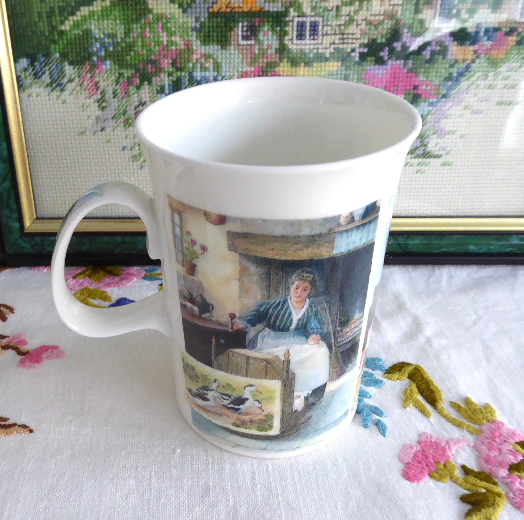 Dunoon Cottage Life Cotswold Stone Village Mug by Richard Partis 2007 | Ceramic Tea & Coffee Cup | Perfect for Home, Office & Gift Giving