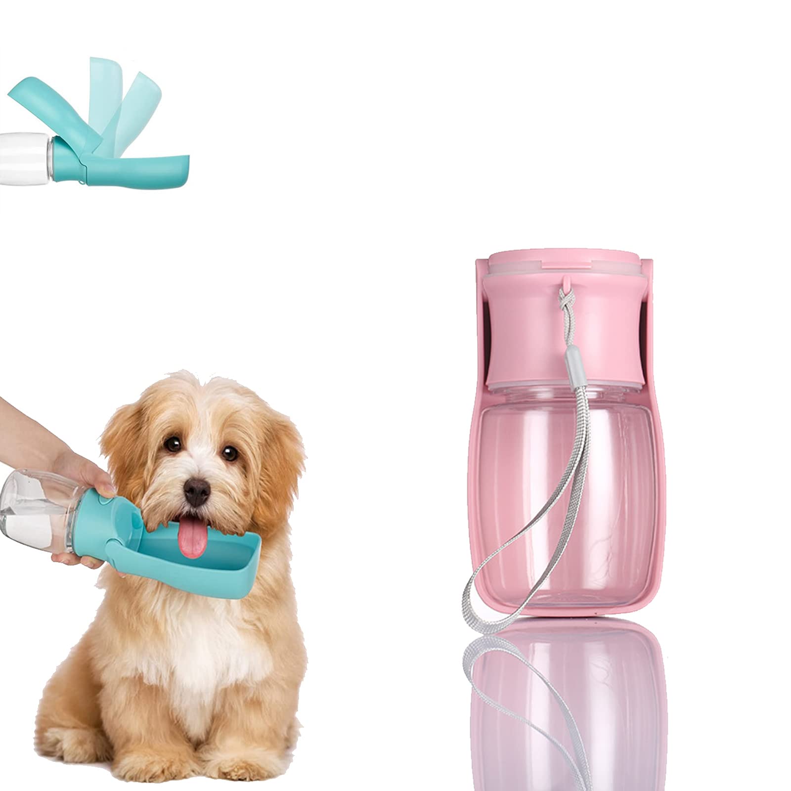 Foldable Dog Water Bottle - Portable & Leak Proof Pet Water Dispenser with Large Capacity Bowl for Dogs - Perfect for Outdoor Walking, Hiking, Camping & RV Travel with Your Pet