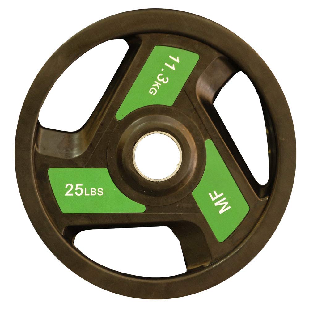 Tri-Grip Olympic Rubber Coated Weight Plates 25lb Pair - Durable Strength Training Plates for Home Gym, CrossFit & Powerlifting - Perfect for Deadlifts, Squats & Bench Press