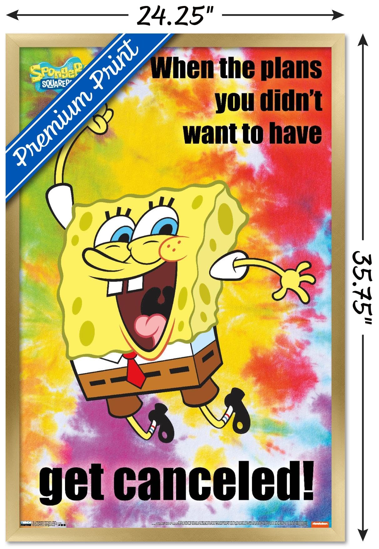 Trends International Nickelodeon SpongeBob SquarePants Meme Wall Poster 22.375 x 34 Inches Gold Framed Version - Perfect for Kids' Room Decor, Office Humor & Pop Culture Fans