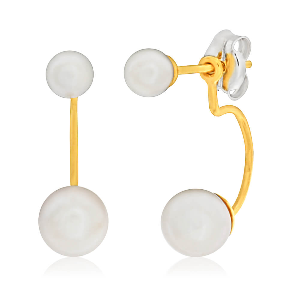 9ct Yellow Gold Pearl Stud Earrings - Elegant & Timeless Jewelry for Women - Perfect for Weddings, Parties & Everyday Wear
