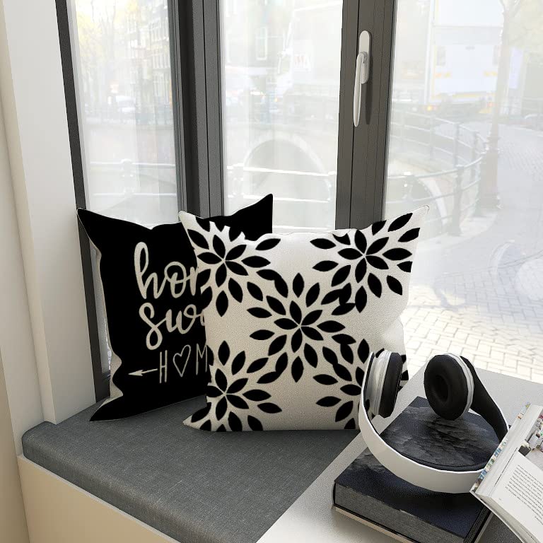 YCOLL 22x22 Inch Pillow Covers Set of 4 - Modern Linen Fabric Throw Pillow Cases for Sofa, Couch, Bed & Car - Decorative Outdoor Home Decor - Black (Perfect for Living Room, Patio & Travel)