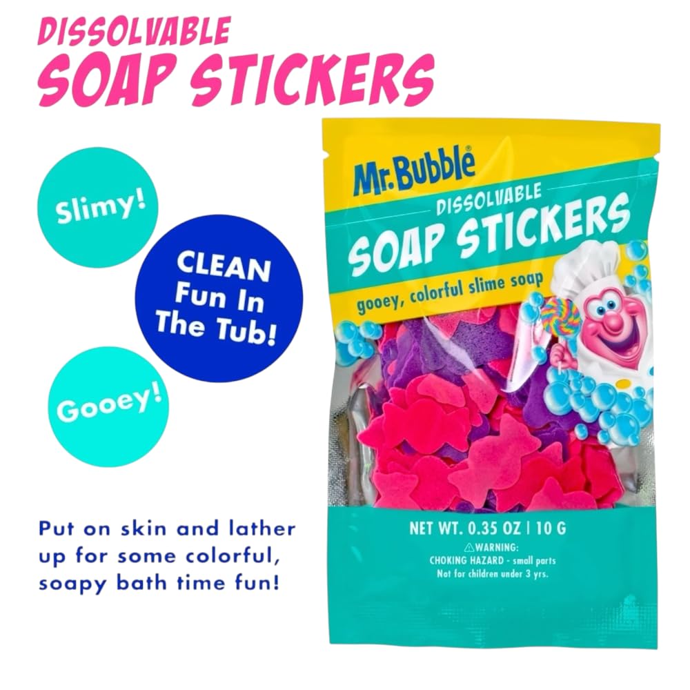 Mr Bubble Sweet Treats Bath Set - Lollipop Fizzer, Gummy Bear Bubble Bath & Bath Potion with Soap Stickers | Fun Kids Bath Time Gift for Birthday & Holidays