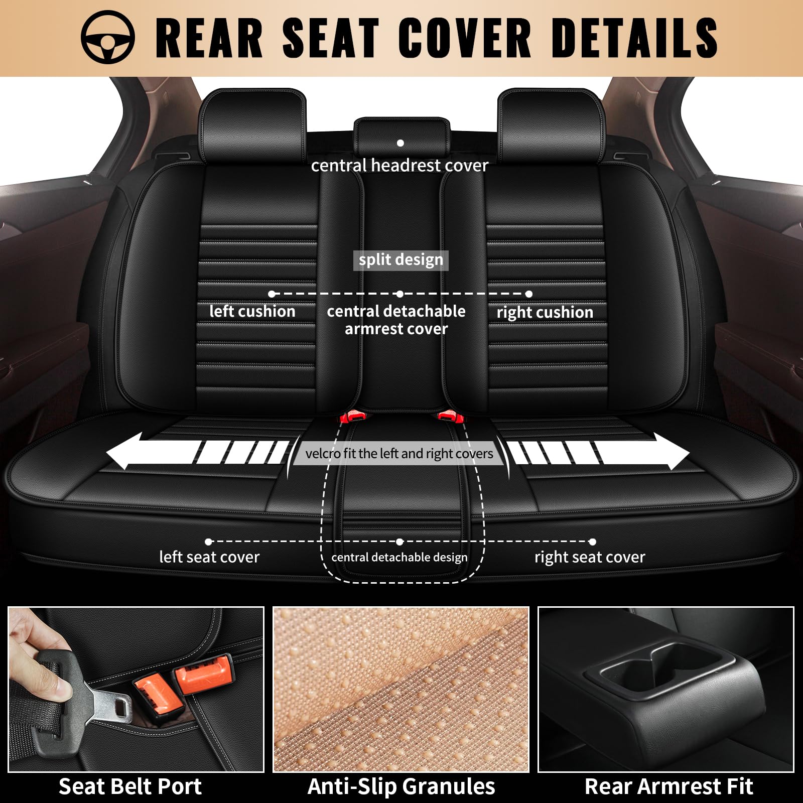 Custom Fit Ford Focus 2009-2018 Car Seat Covers Full Set - 5 Seat Waterproof Faux Leather Seat Protectors with Airbag Compatibility (Black) - Perfect for Road Trips, Daily Commutes & Car Interior Protection