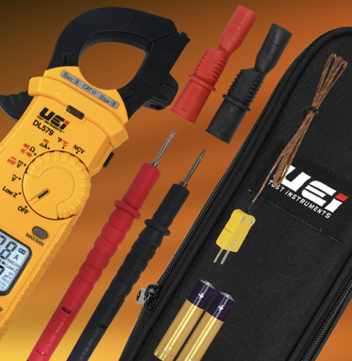 UEi DL579-600A True RMS Digital Clamp Meter with Temperature & Capacitance Measurement - 600A AC/DC Current Tester for HVAC, Electrical and Industrial Use