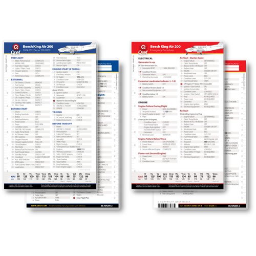 Beechcraft King Air 200 Quick Reference Checklist Card - Pilot Aviation Accessory for Flight Safety & Emergency Procedures