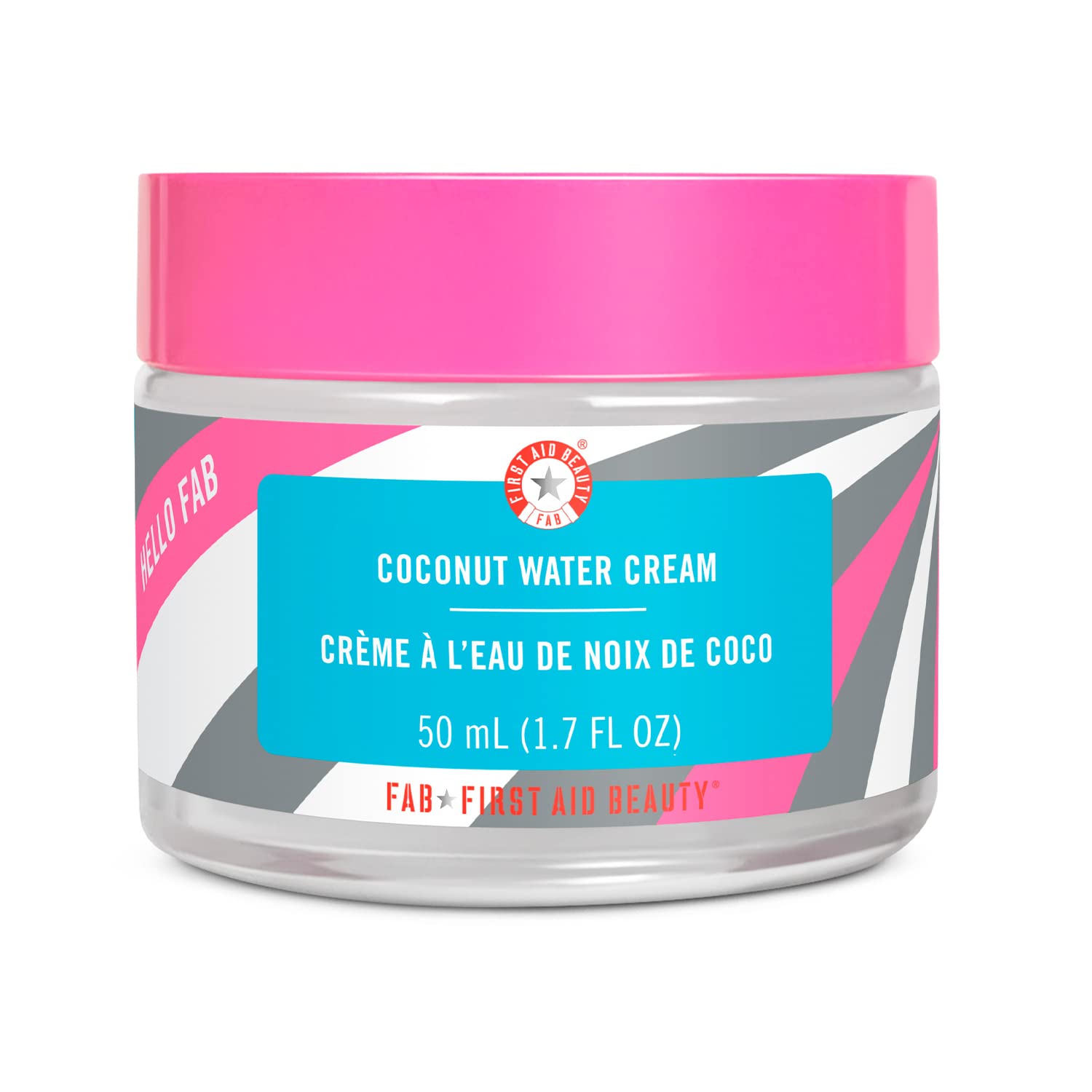 First Aid Beauty Hello FAB Coconut Water Cream - Lightweight Gel Moisturizer with Coconut Water for Smooth, Soft & Plump Skin | Non-Comedogenic, 1.7 oz | Perfect for Daily Hydration & Travel Skincare