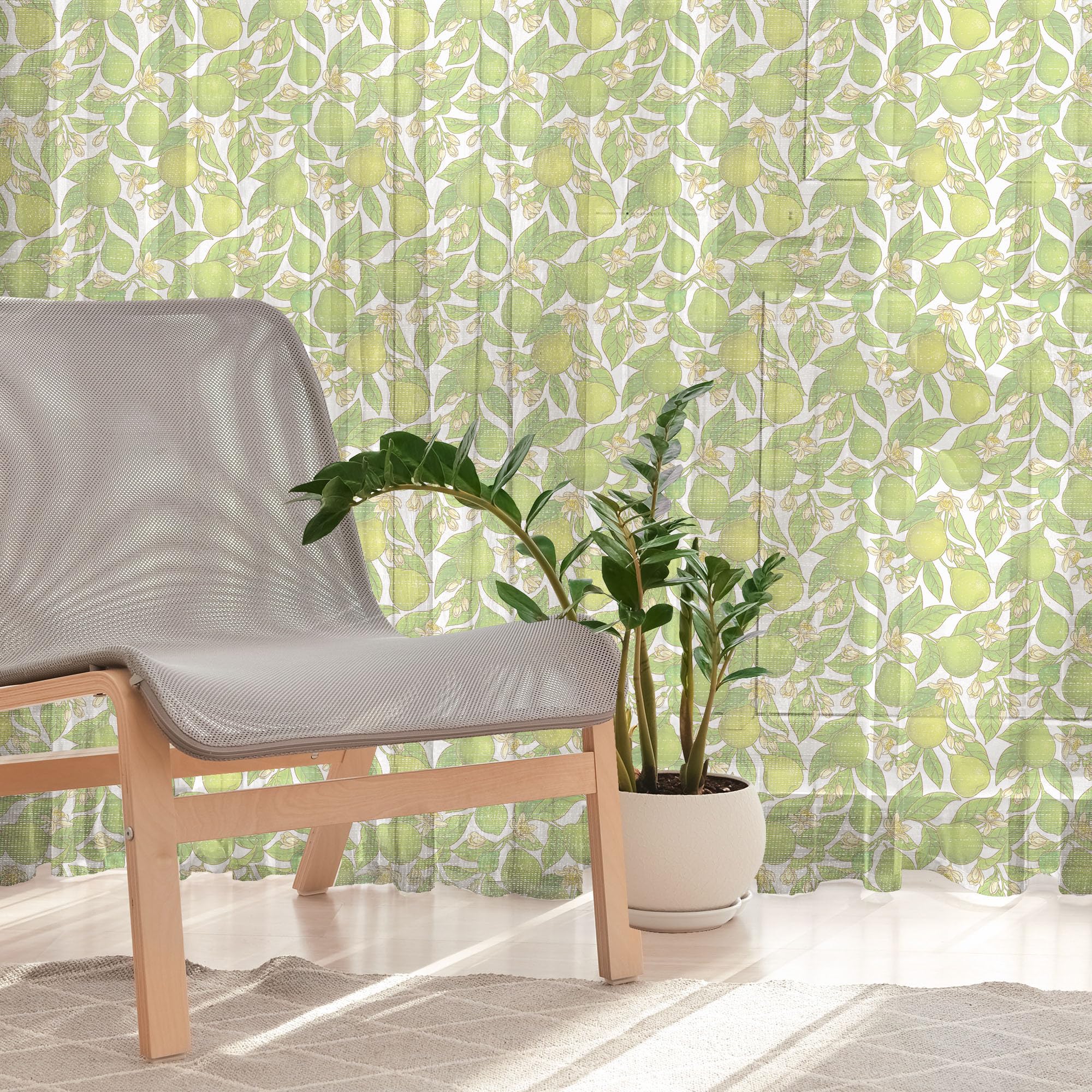 Ambesonne Lime Green & Cream Sheer Tulle Curtains - 108
