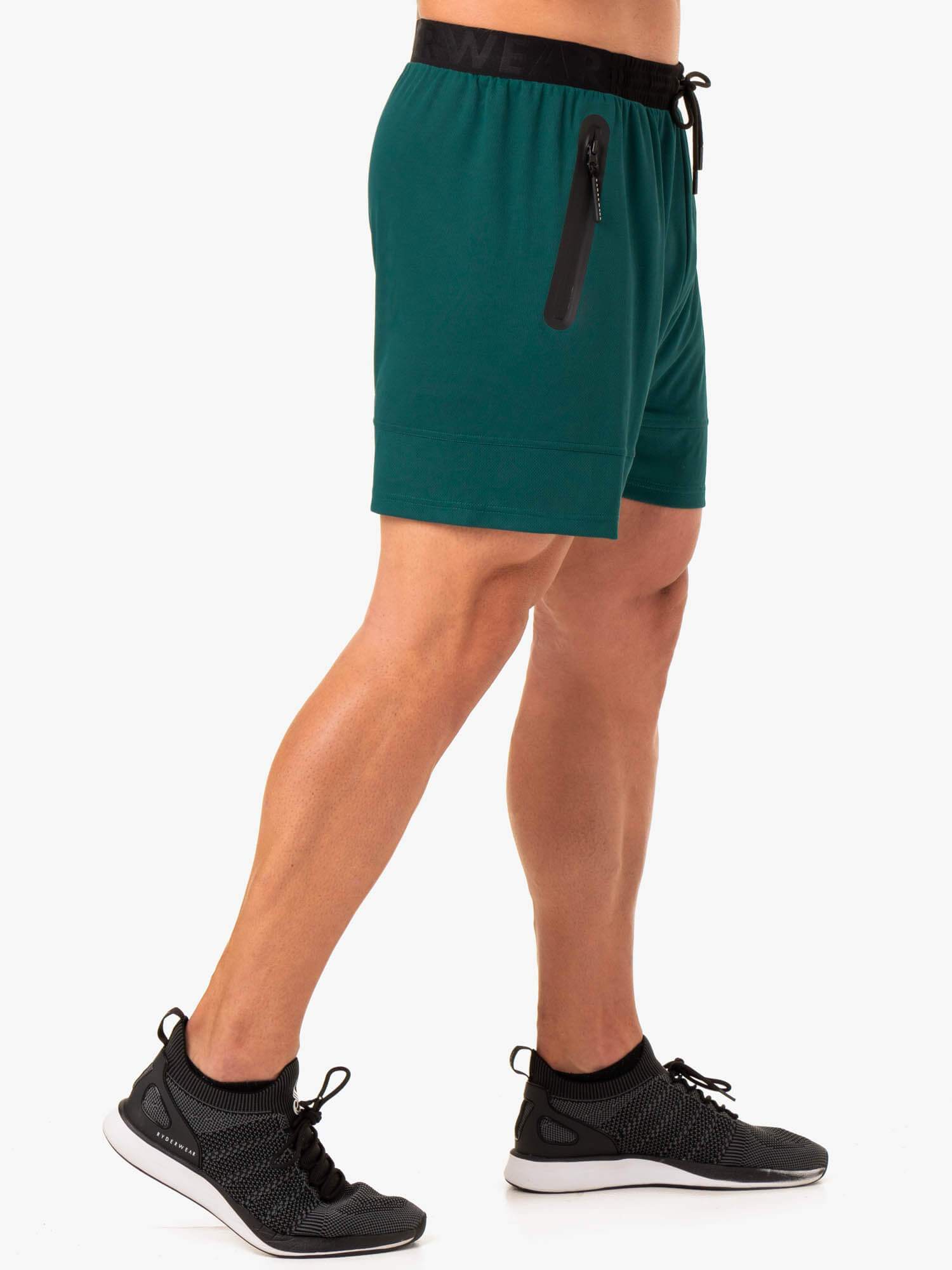 Men's Action Mesh Shorts - Emerald Green Quick-Dry Athletic Shorts for Running, Gym & Outdoor Sports | Lightweight & Breathable Workout Shorts