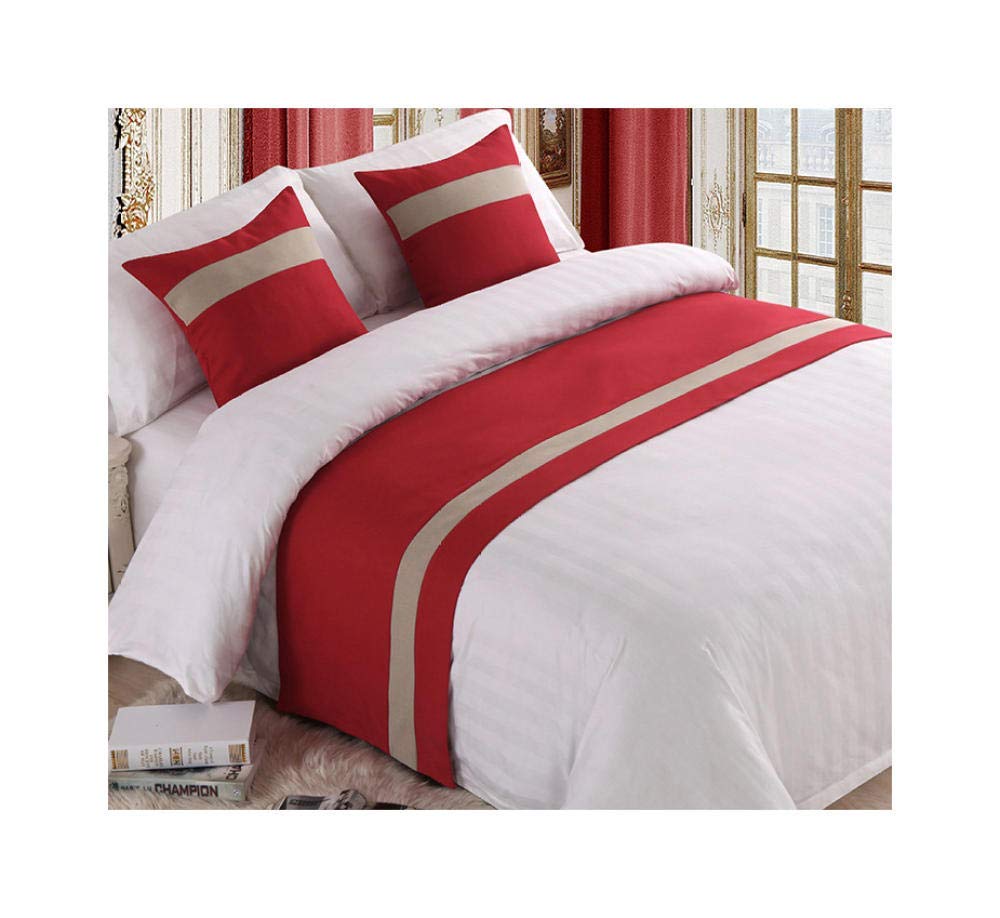 BEAUTYMISC Bed Runner Scarf - Soft Solid Color Cotton Bed Cover for Queen, King, Double & Single Beds | No Fading Striped Bed Mat for Hotels & Home Decor | Perfect for Bedroom Makeover, Guest Room Styling & Luxury Bedding Upgrade
