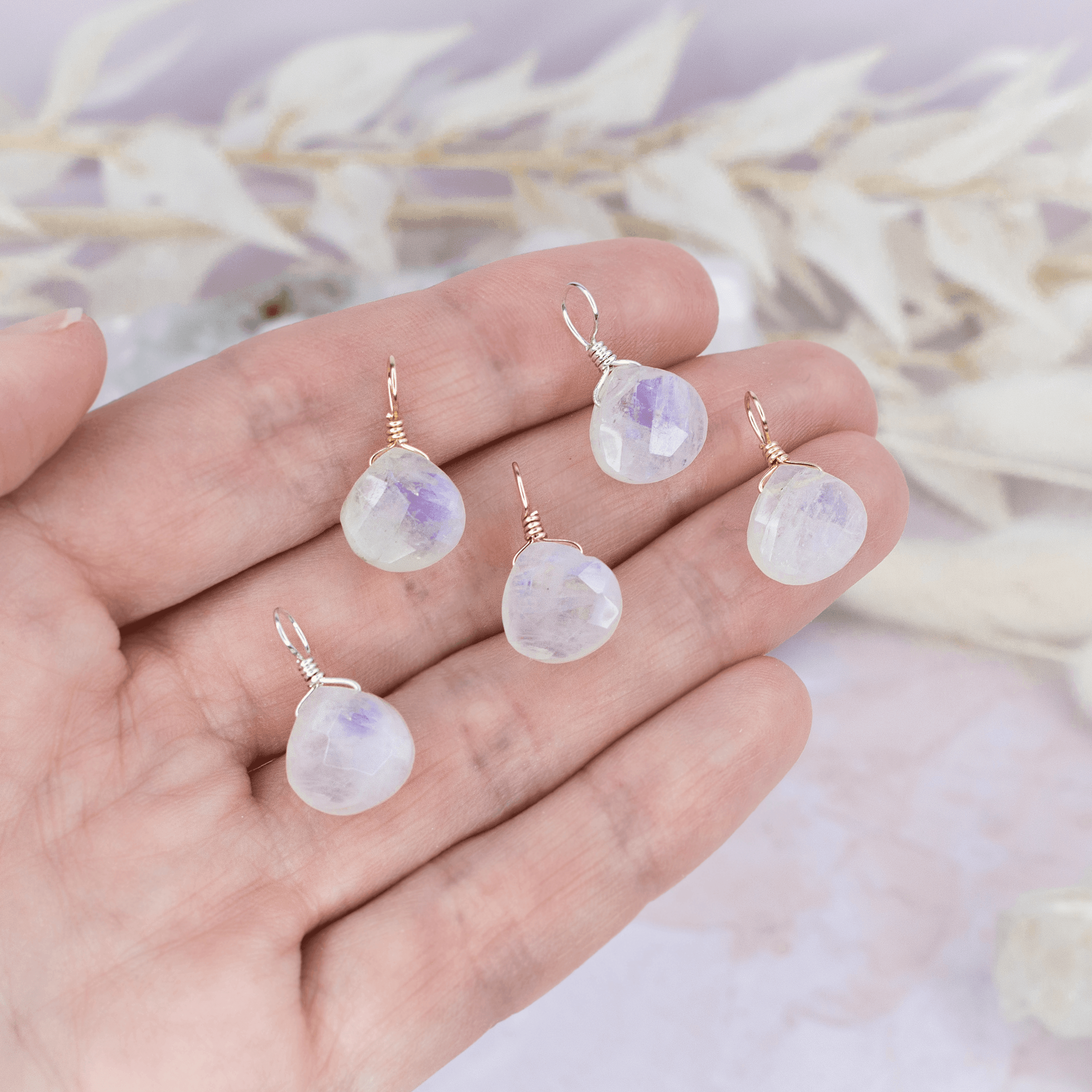 Tiny Rainbow Moonstone Teardrop Gemstone Pendant Necklace - Natural Healing Crystal Jewelry for Women - Perfect for Meditation, Yoga & Spiritual Gifts