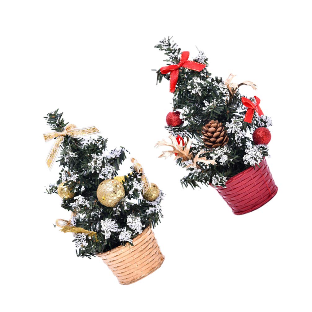 VOSAREA 2-Pack Mini Artificial Pine Christmas Trees - Xmas Table Decor, Wedding Centerpiece, Holiday Ornaments for Festive Home & Party Decorations | Perfect for Christmas Tablescapes, Wedding Receptions, and Seasonal Home Styling