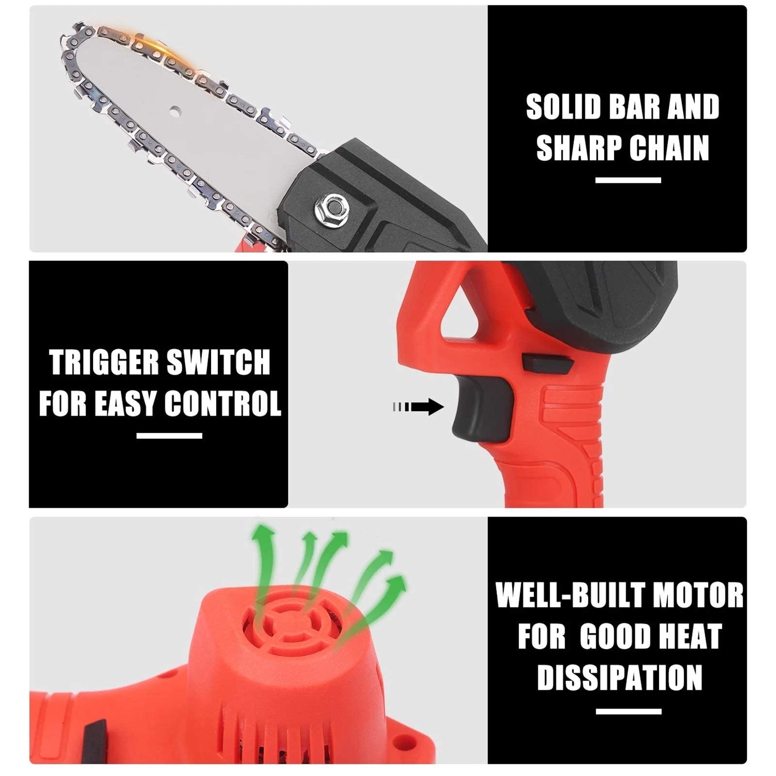 21V Cordless Electric Pruning Chainsaw with 2.0Ah Battery & Charger - 4 Inch Lightweight Tree Trimmer for Garden Pruning, Landscaping & DIY Wood Cutting
