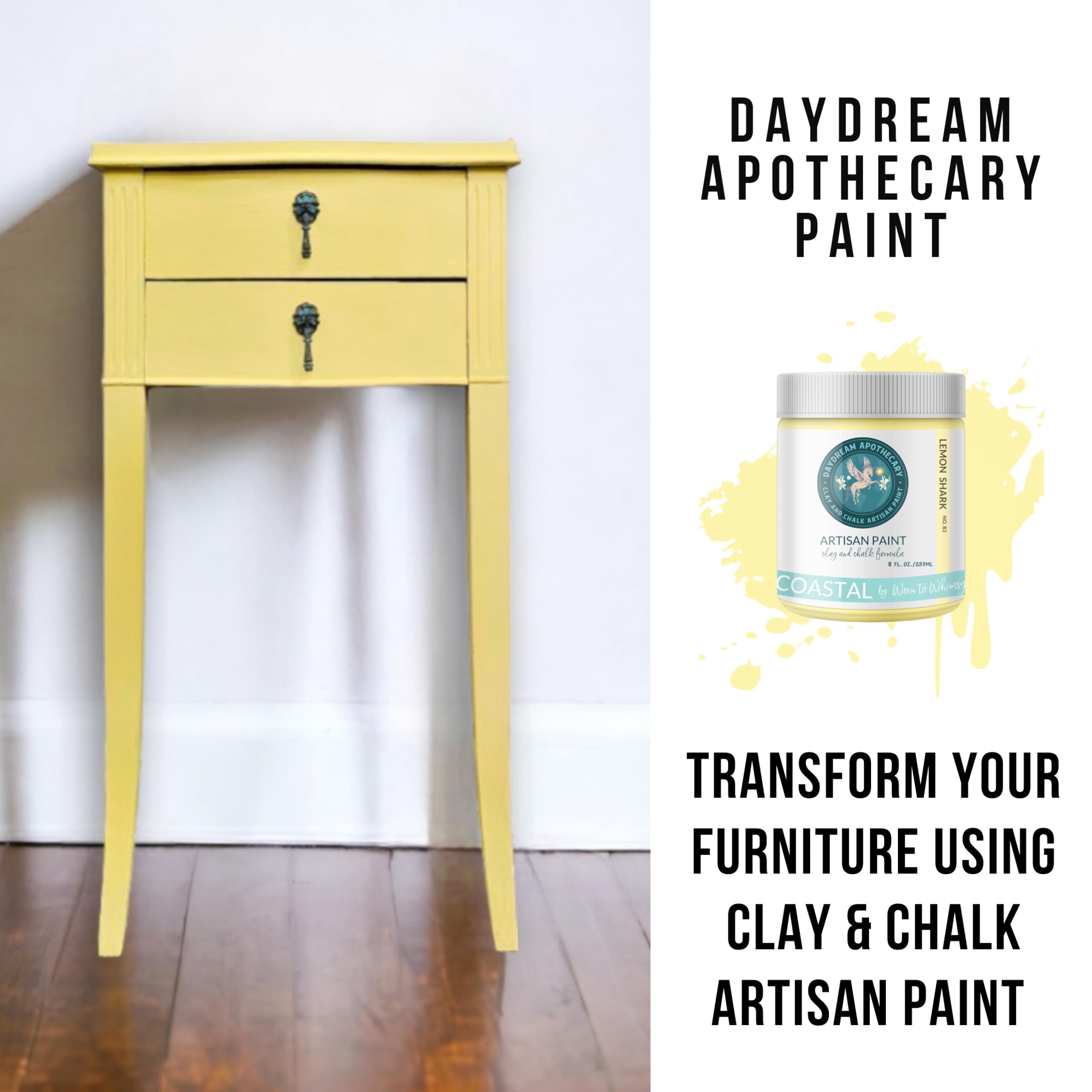Premium Chalk & Clay Paint for Furniture - Matte Yellow DIY Paint for Wood, Home Décor & Crafts | 8oz | Perfect for Upcycling, Shabby Chic Projects & Artistic Creations