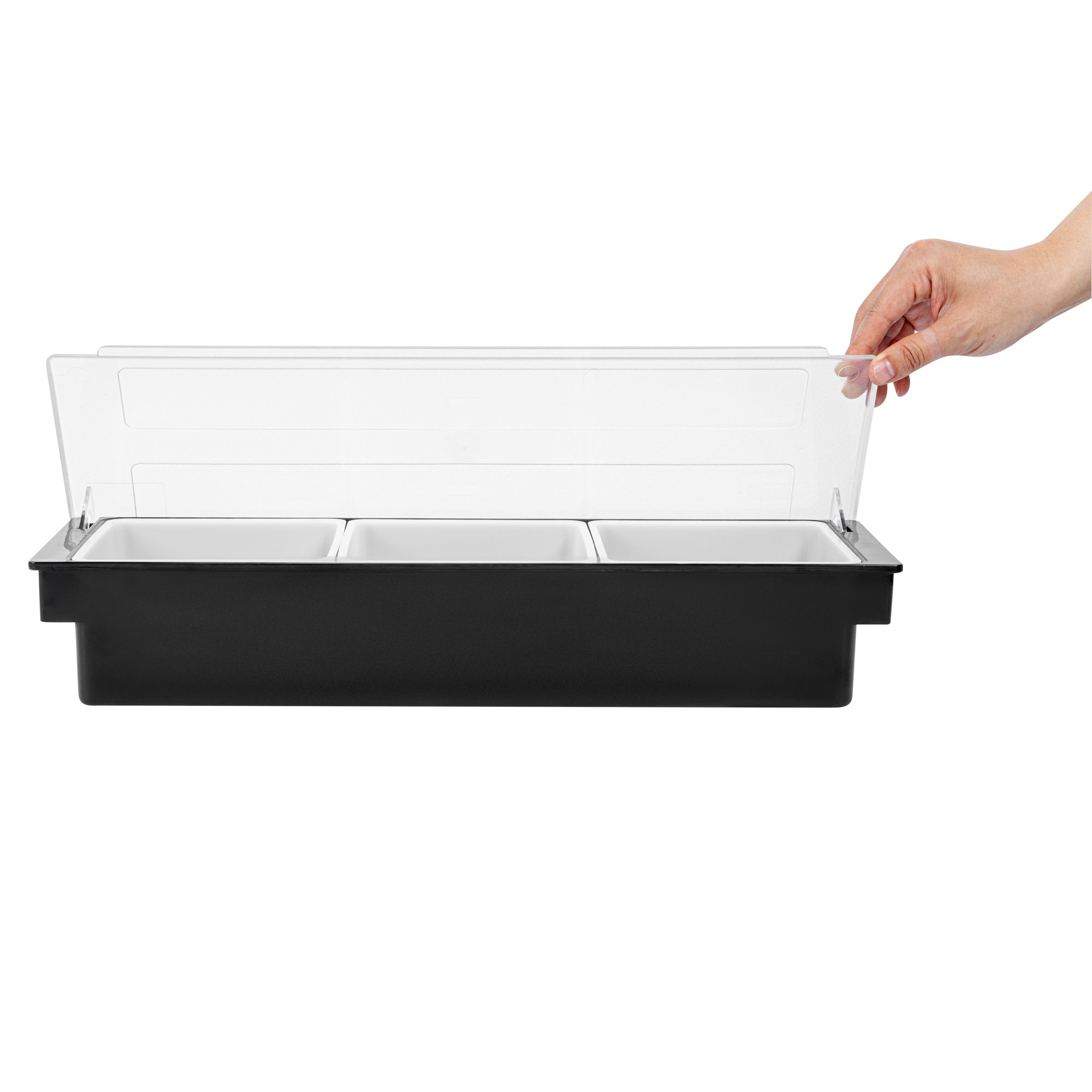 Bar Lux Black Plastic Condiment Caddy - 3 Compartment Organizer (19.5