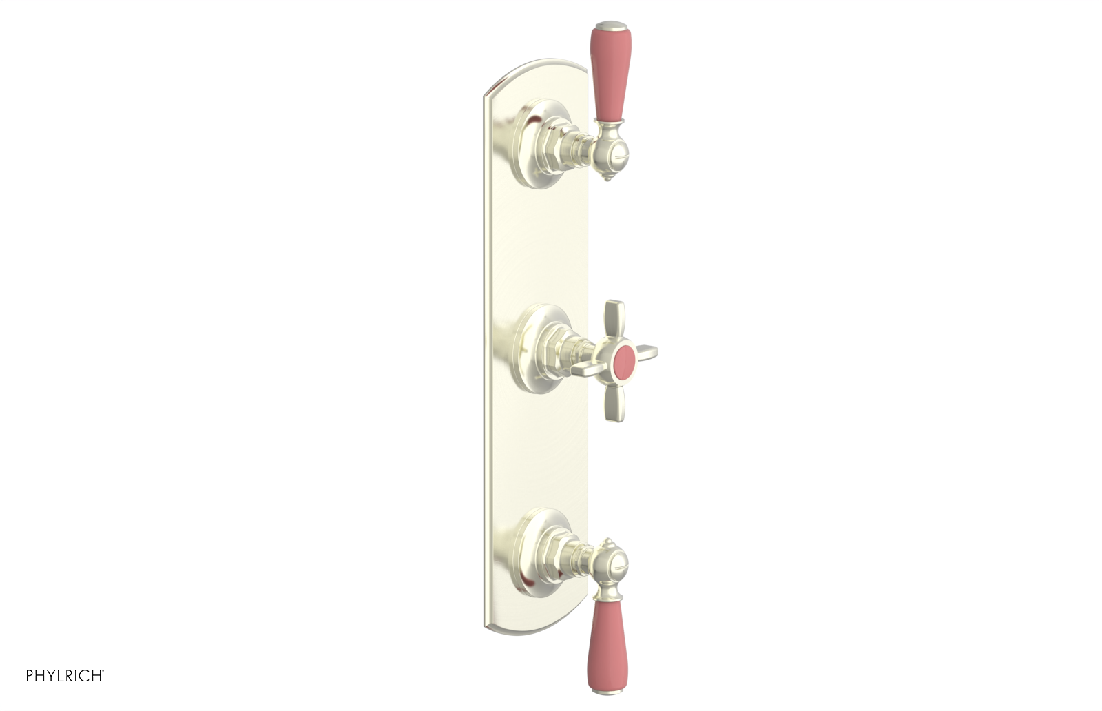 Jamestown Thermostatic Shower Valve with Dual Volume Control - Pink Accented Bathroom Fixture for Modern Home Renovation & Spa-Like Shower Experience