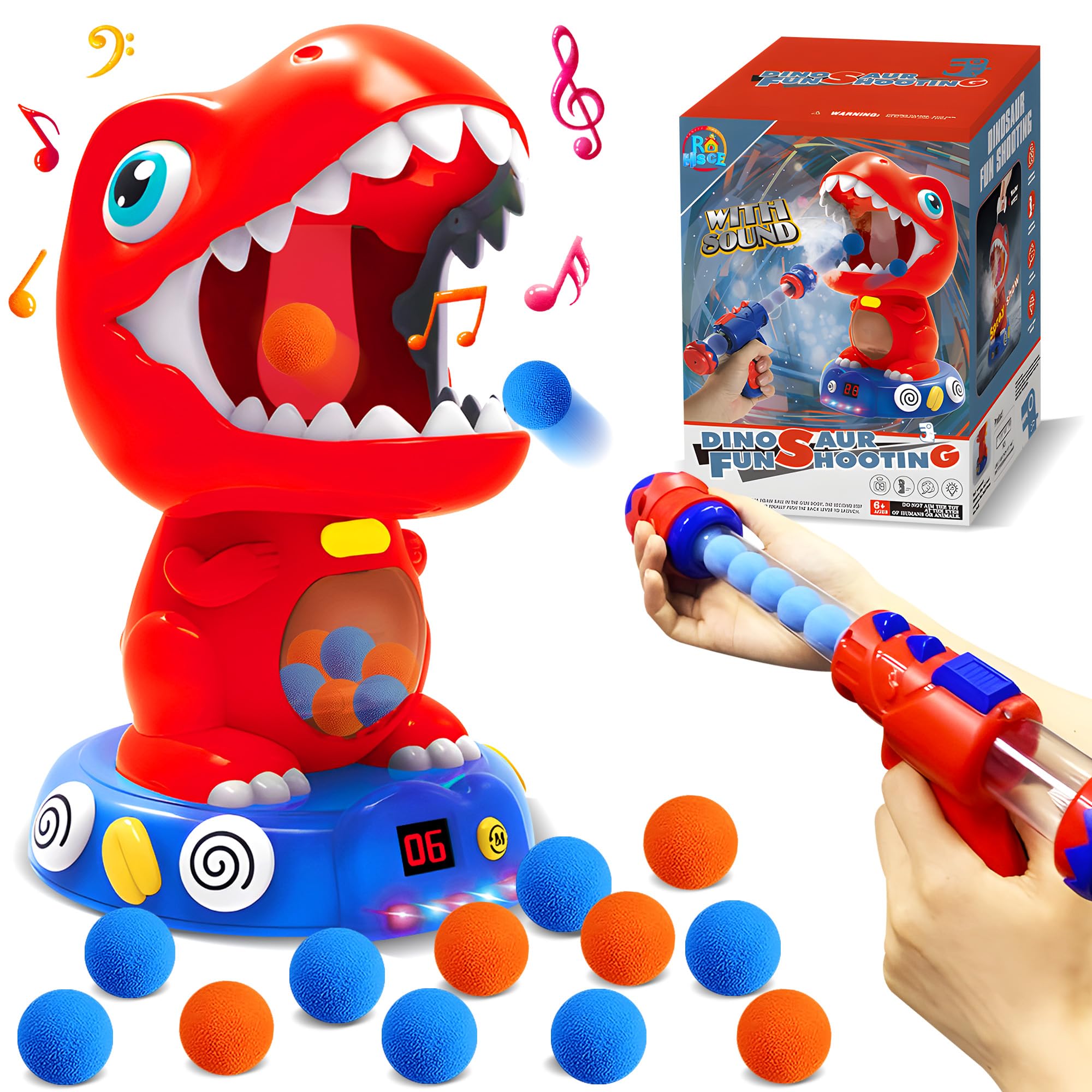 Dinosaur Shooting Toy with Sound & Spray Effects - Interactive Target Practice Game for Kids Ages 4-6+ | Perfect Gift for Boys & Girls | Fun Outdoor Play & Birthday Party Activity