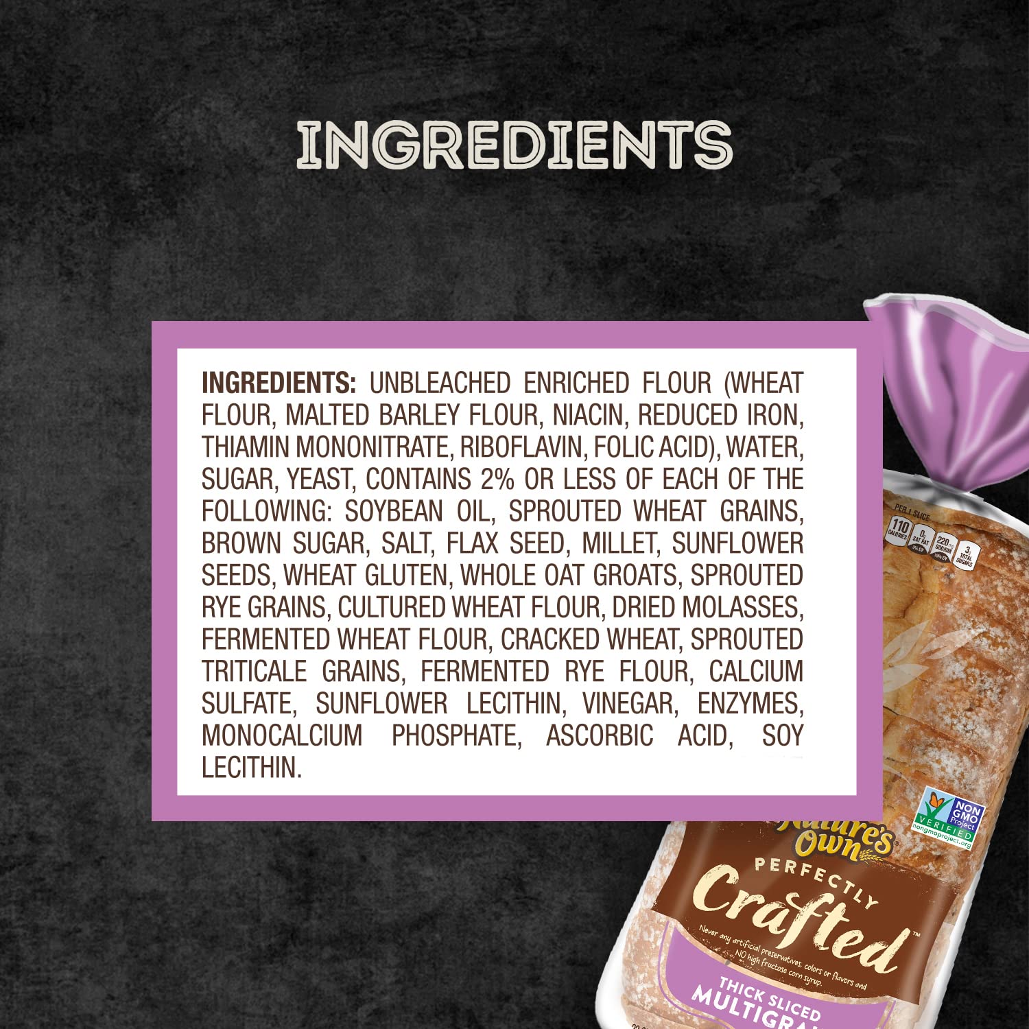 Nature's Own Perfectly Crafted Multigrain Bread - Thick Sliced Non-GMO Sandwich Bread, 22 oz Loaf - Perfect for Breakfast Toast, Healthy Sandwiches & Family Meals