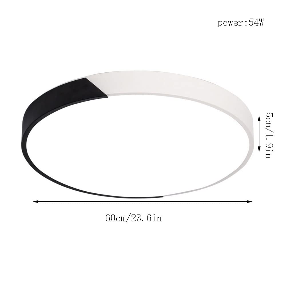 Black and White LED Ceiling Light - Minimalist Round Panel Light with 3-Color Dimmable & Ultra-Thin Design, Energy Saving Recessed Mount Close to Ceiling - Perfect for Modern Living Room, Bedroom & Office Lighting