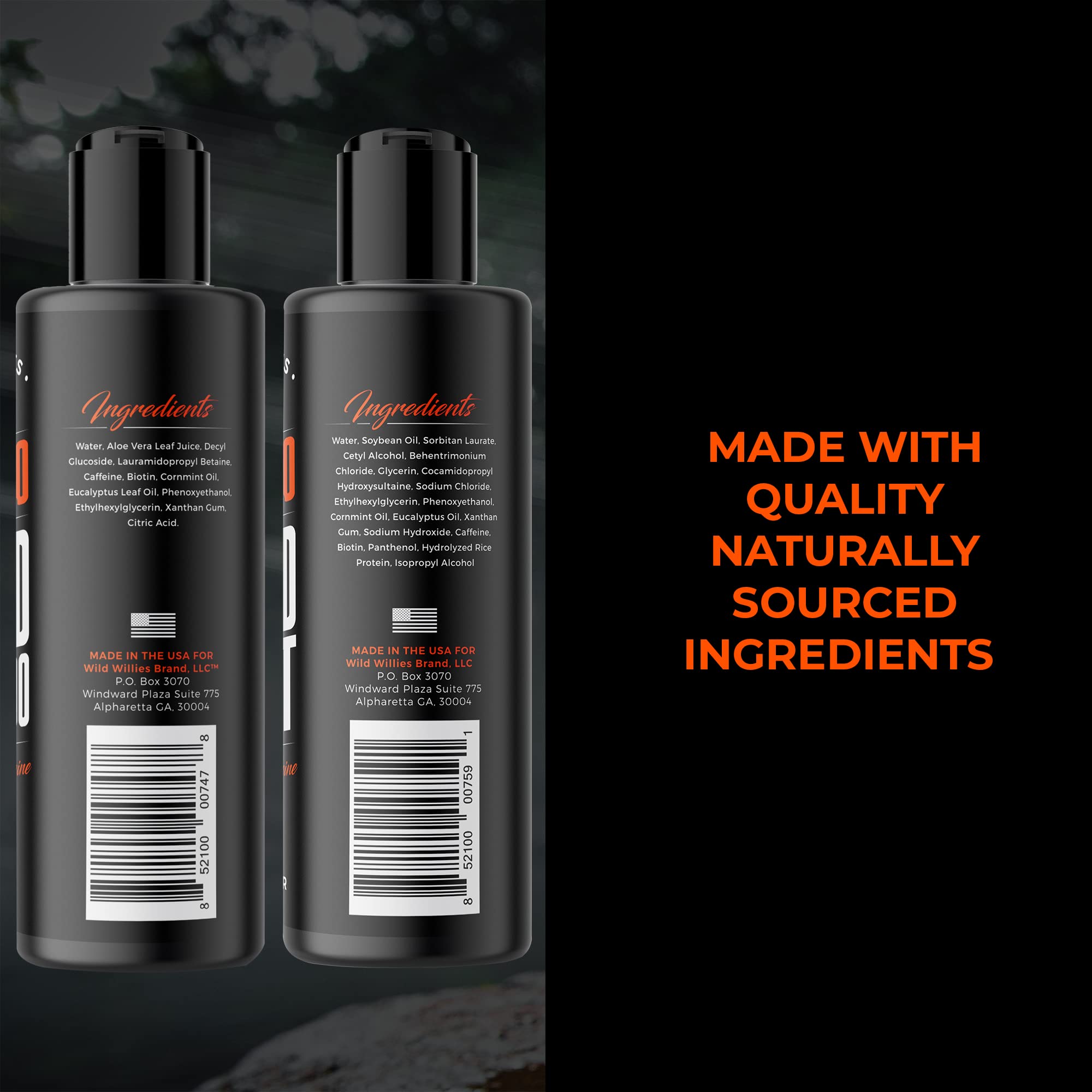 Wild Willies Beard Shampoo & Conditioner Set - Biotin & Caffeine Enriched for Beard Growth & Hydration, 4oz - Softens & Strengthens Facial Hair for Daily Grooming & Styling