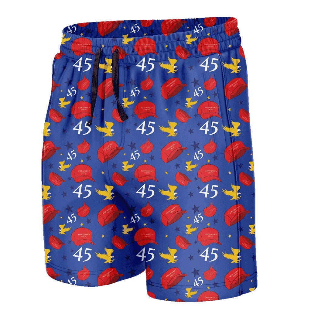 Greater Half Trump Hats Swim Trunks - Patriotic American Flag Swimwear for Men, Quick Dry Beach Shorts - Perfect for Pool Parties, Summer Vacations & Patriotic Events