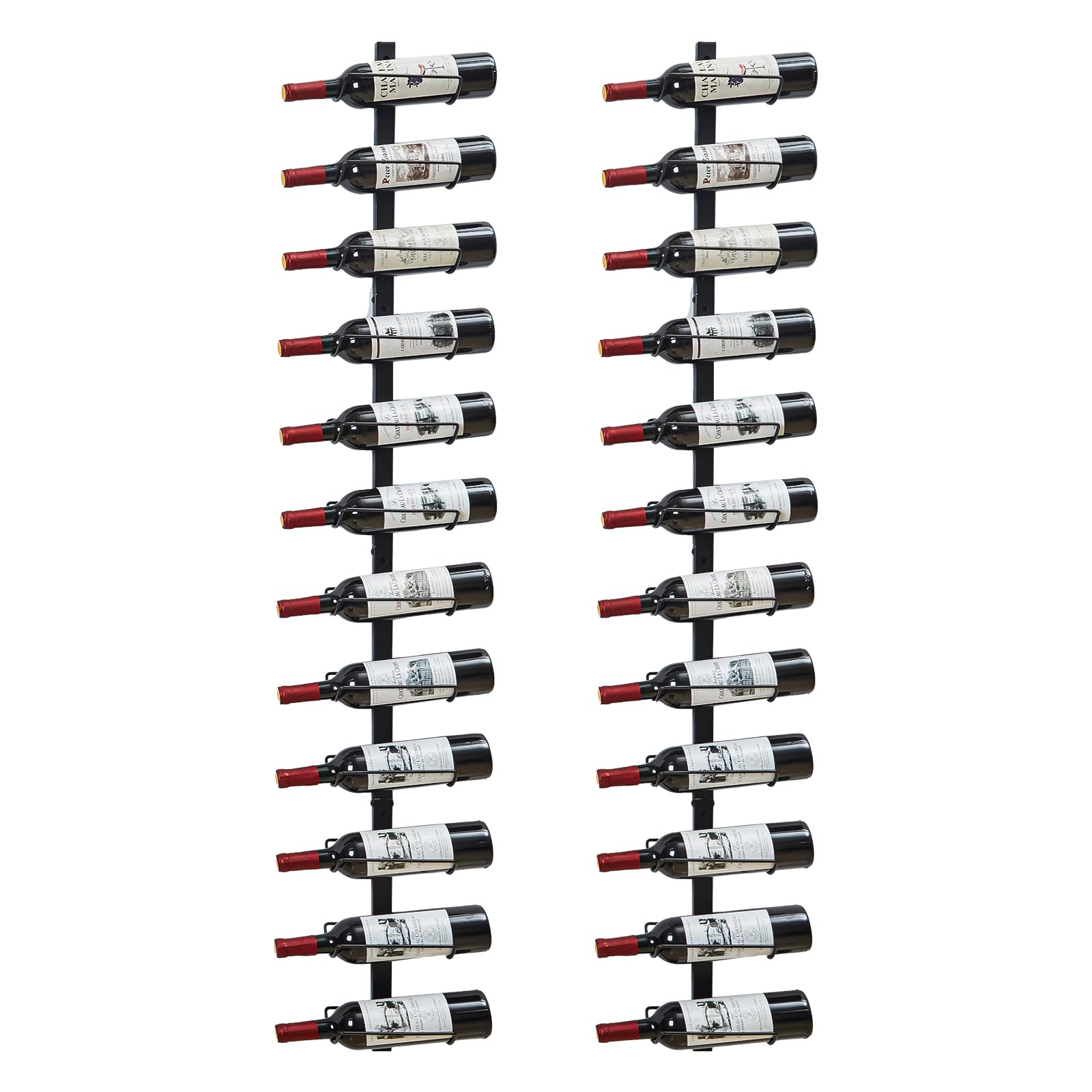 2 Pack Wall Mount Wine Rack Holds 24 Bottles - Detachable DIY Wine Storage Organizer & Display Holder for Kitchen, Dining Room, Bar or Wine Cellar - Perfect for Home Entertaining & Space Saving Wine Collection