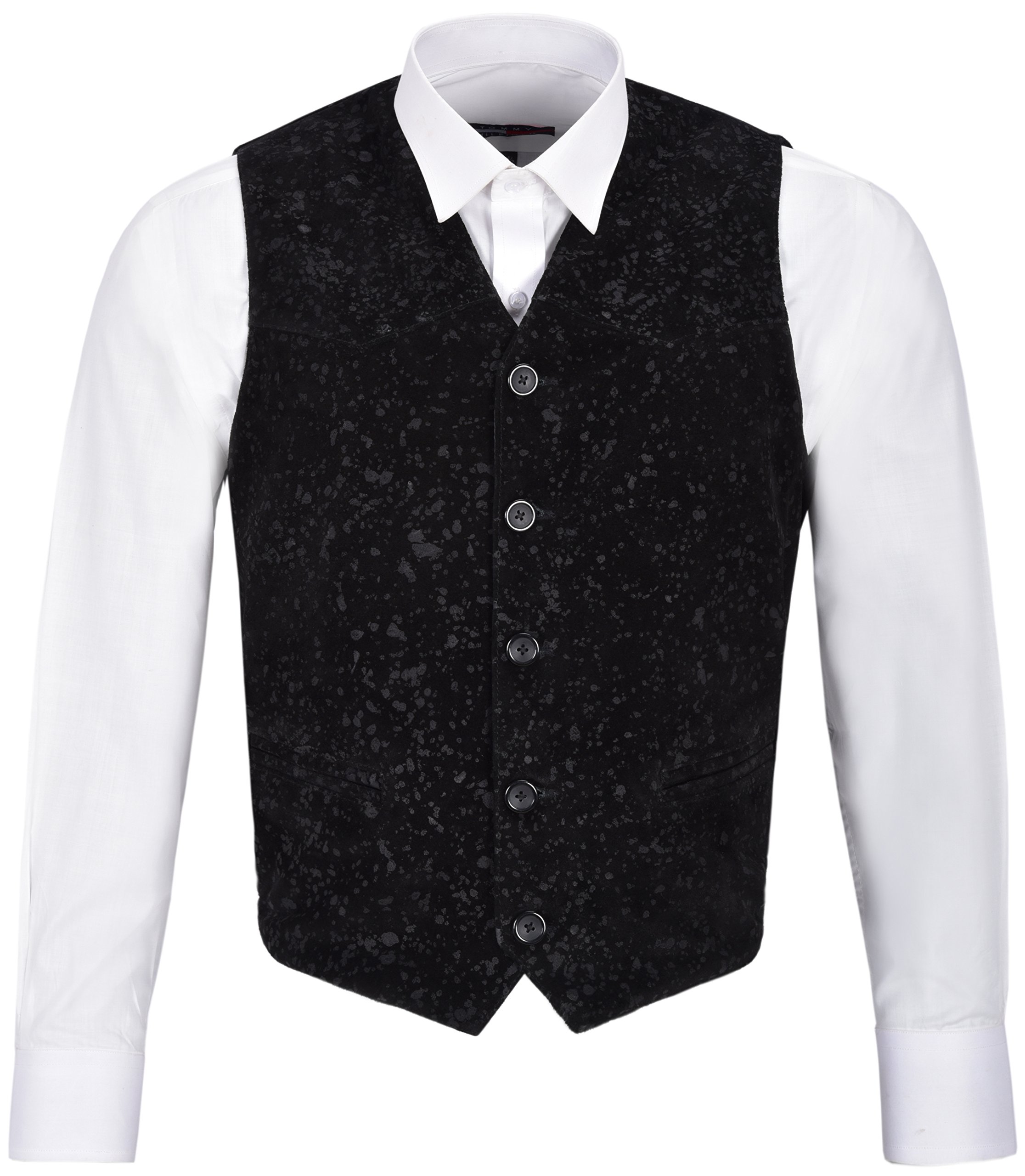 Justin Timberlake Rusty Black Leather Suede Waistcoat Vest - 100% Real Leather for Men - Perfect for Concerts, Weddings & Formal Events