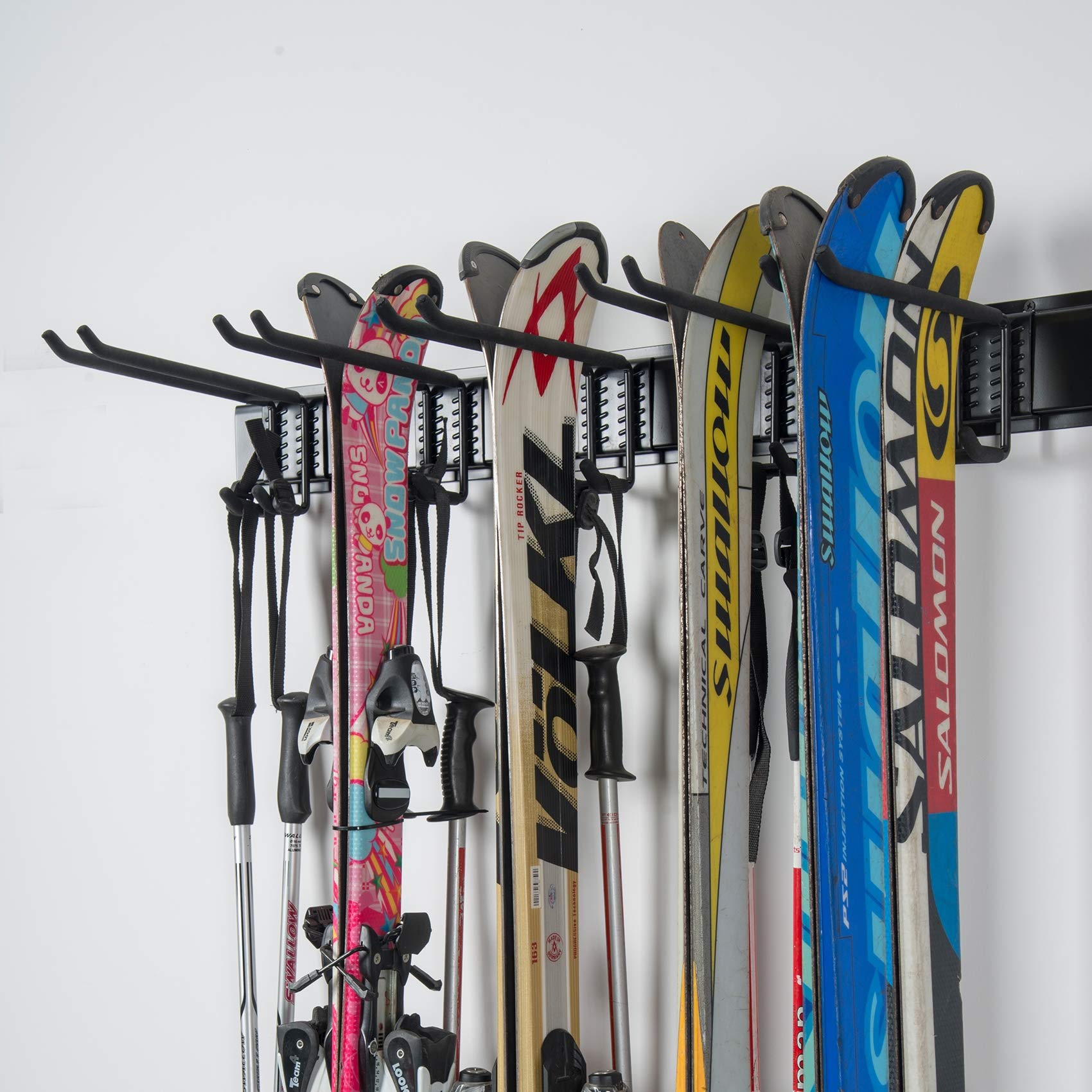 Heavy Duty Ski Wall Rack - 10 Pair Ski Storage System for Garage & Home Organization - 300lb Capacity Snowboard Mount Hanger - Perfect for Shed, Basement & Winter Sports Gear Storage