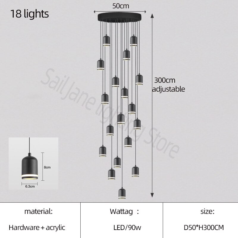 Swirl Staircase Chandelier - Modern Crystal Ceiling Light Fixture for Foyer & Stairwell | Elegant Home Lighting Solution for Entryway, Hallway & Staircase Decor