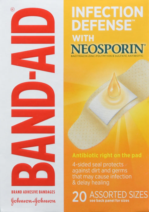 Band Aid Brand Bandages with Neosporin Antibiotic - Assorted Sizes (30/50/100 Count) for First Aid, Cuts, Scrapes & Minor Wounds - Home, Office & Travel First Aid Kit Essential