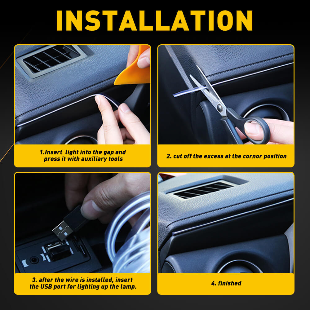 13.1FT LED Car Interior Atmosphere Strip Lights - Remote Controlled Auto Lighting for Cars, Trucks & SUVs - Perfect for Mood Lighting, Accent Decor & Night Driving