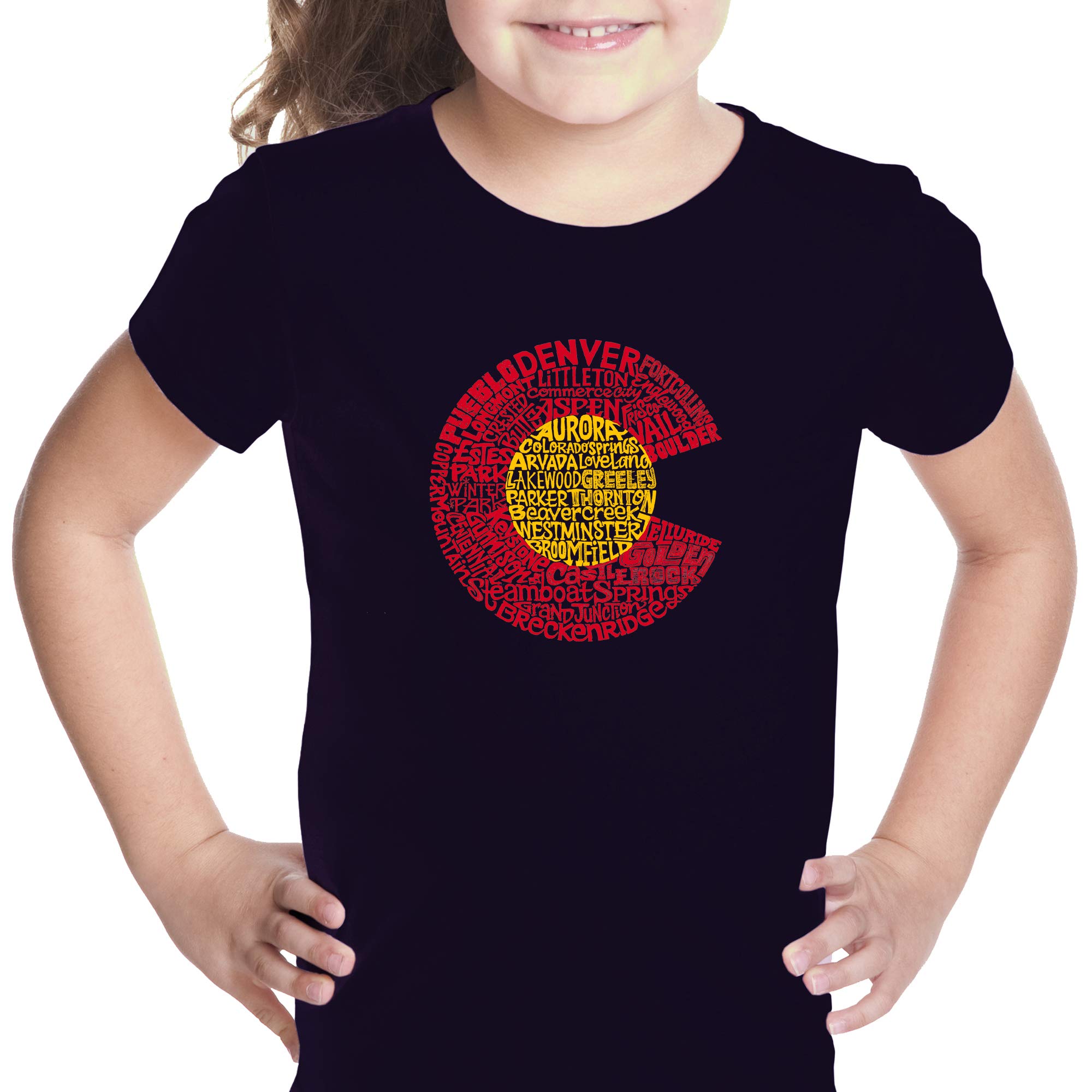 LA POP ART Girl's Word Art T-Shirt - Colorado State Design | Trendy Graphic Tee for Women & Teens | Perfect for Casual Wear, Travel & Souvenirs