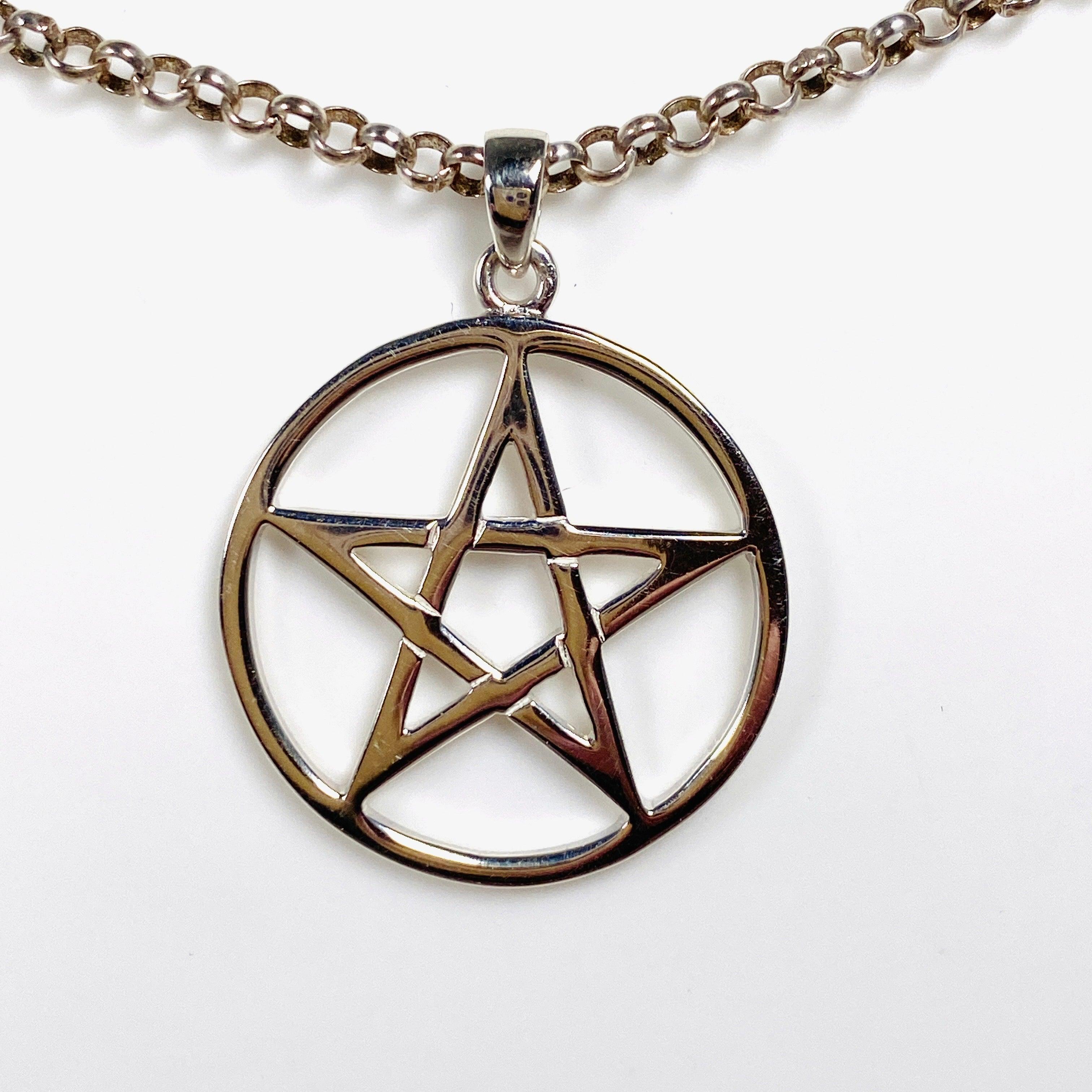 Pentagram 35mm Pendant Necklace - Stainless Steel Gothic Jewelry for Men & Women - Perfect for Occult Lovers, Wiccan Rituals, and Alternative Fashion