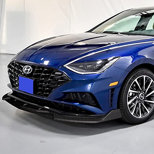 3PCS Front Bumper Lip Kit for 2020-2022 Hyundai Sonata - CK Style Splitter Trim Protection Spoiler & Air Dam Chin Diffuser (Carbon Fiber Look) - Enhance Style & Protection for Street Racing & Car Shows