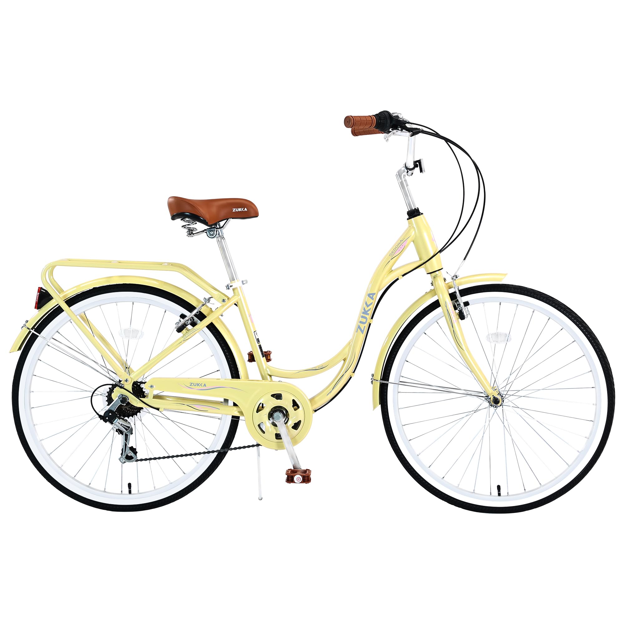 26 Inch Women's Bicycle - 7 Speed Twist Shifter, Steel Frame with Adjustable Seat - Perfect for Commuting, Exercise & Leisure Riding for Women & Adults