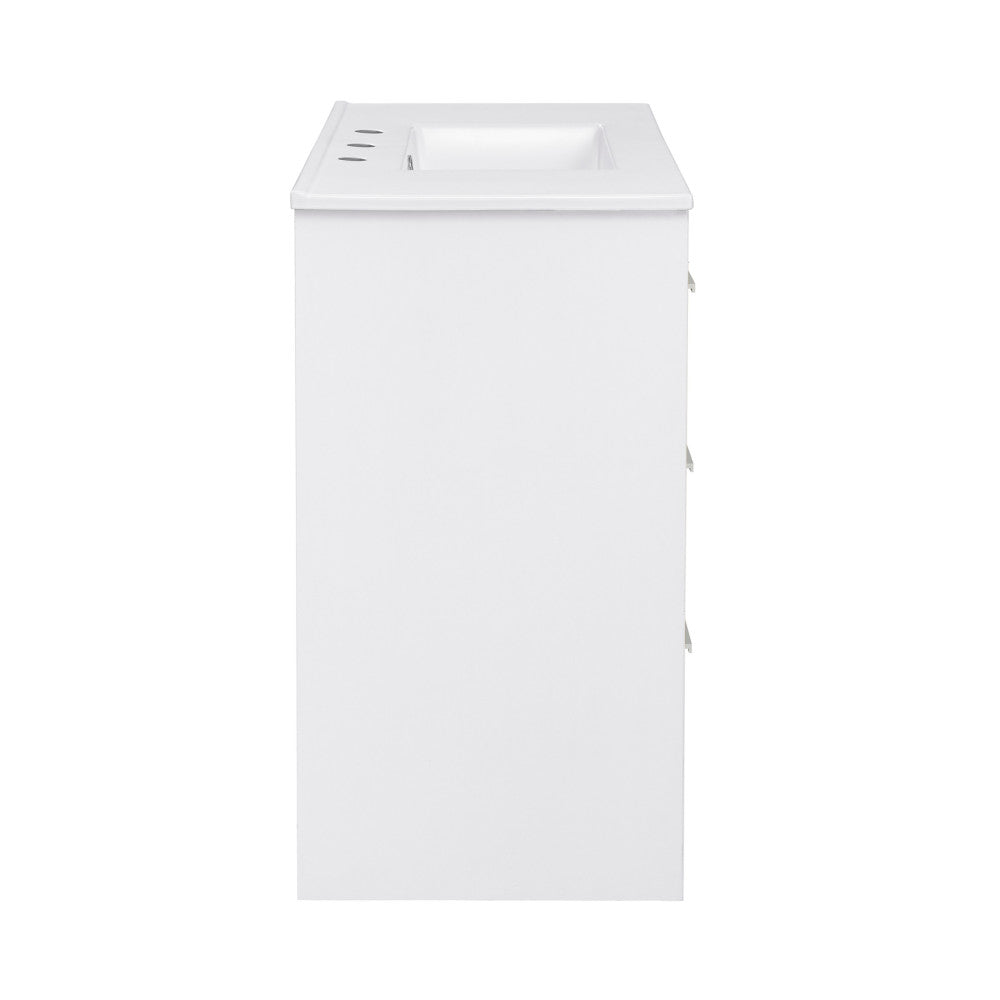 36 Inch White Bathroom Vanity with Ceramic Sink Top - Modern 3-Hole Design for Bathroom Remodeling & Home Renovation
