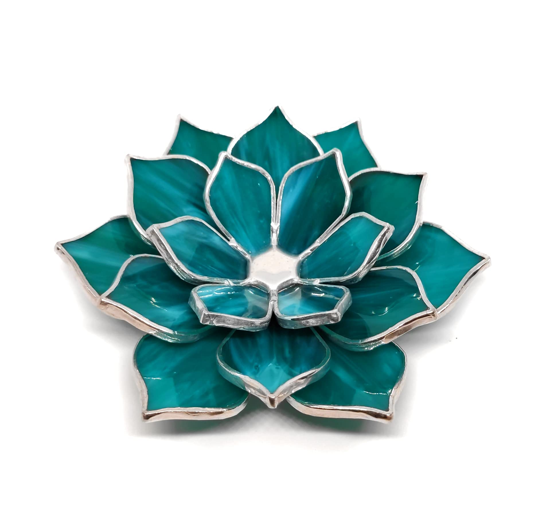 Elegant Glass Ring Holder & Jewelry Dish with Teal Waves - Perfect for Engagement Rings, Wedding Bands & Jewelry Storage - Ideal for Wedding Ceremony Decor, Valentine's Day Gift for Her & Anniversary Present - Stylish Home & Bathroom Organizer