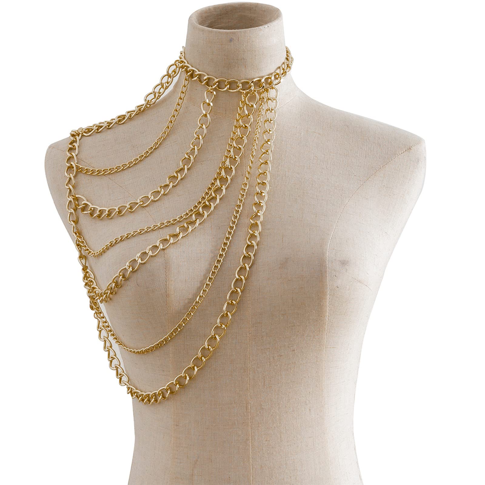 mayDONG Elegant Shoulder Tassel Clavicle Chain - Gold Body Chain Jewelry for Women | Perfect for Parties, Weddings, and Beach Vacations
