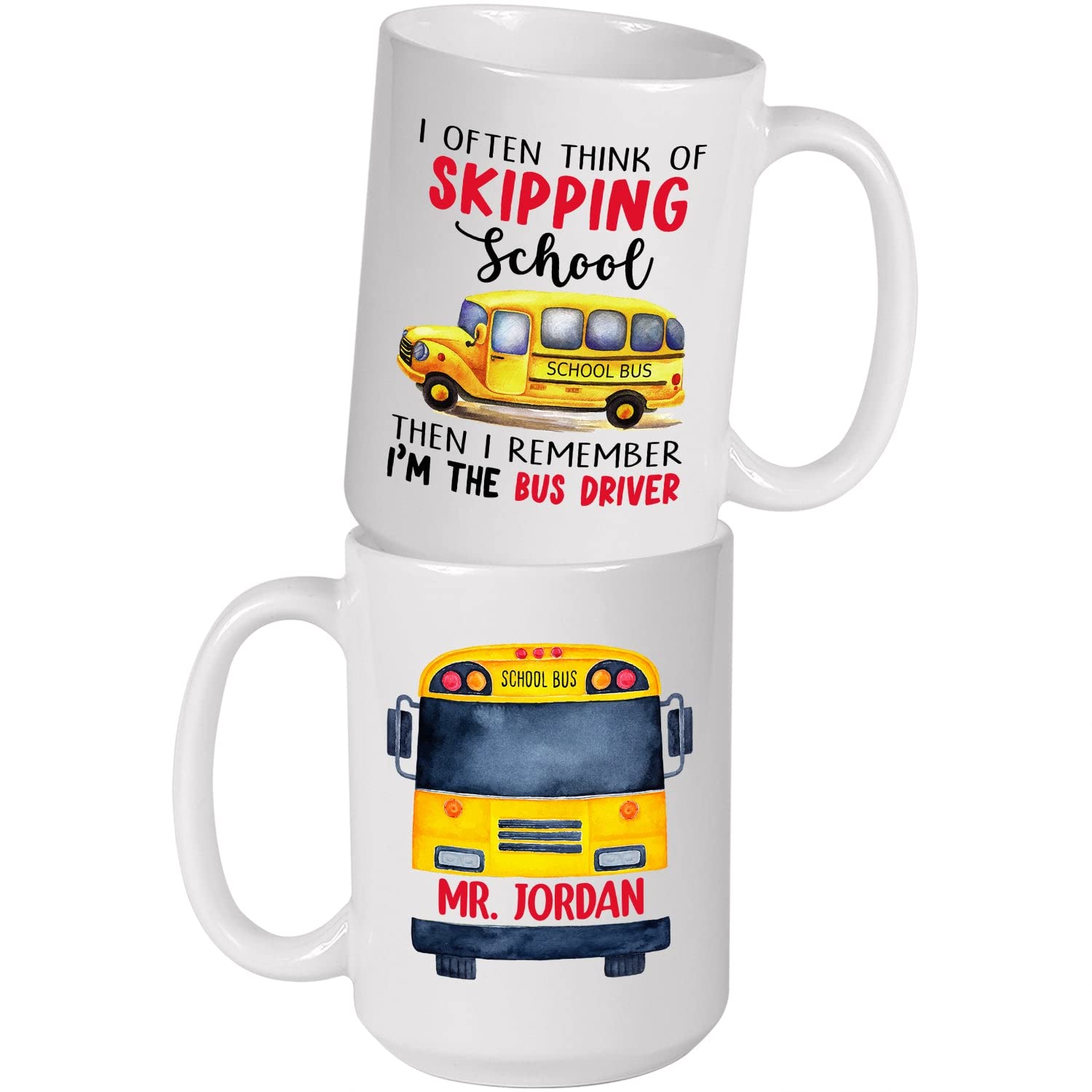 Personalized Bus Driver Coffee Mug - Custom 11oz & 15oz Gift for Men, Dad & School Bus Drivers - Funny 'I'm The Bus Driver' Design - Perfect for Coffee Breaks, Appreciation Gifts & Daily Commutes