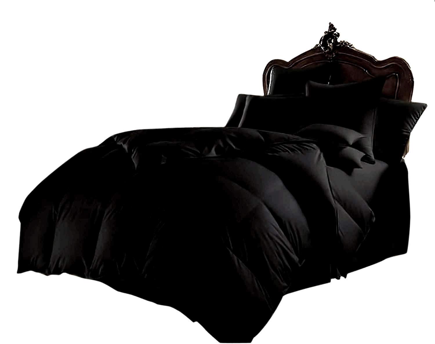 Premium 1000 Series Egyptian Cotton 5-Piece Comforter Set - 500 GSM Ultra Soft & Warm Bed in Bag (Cal King, Black) | Includes Comforter, Flat Sheet, 16