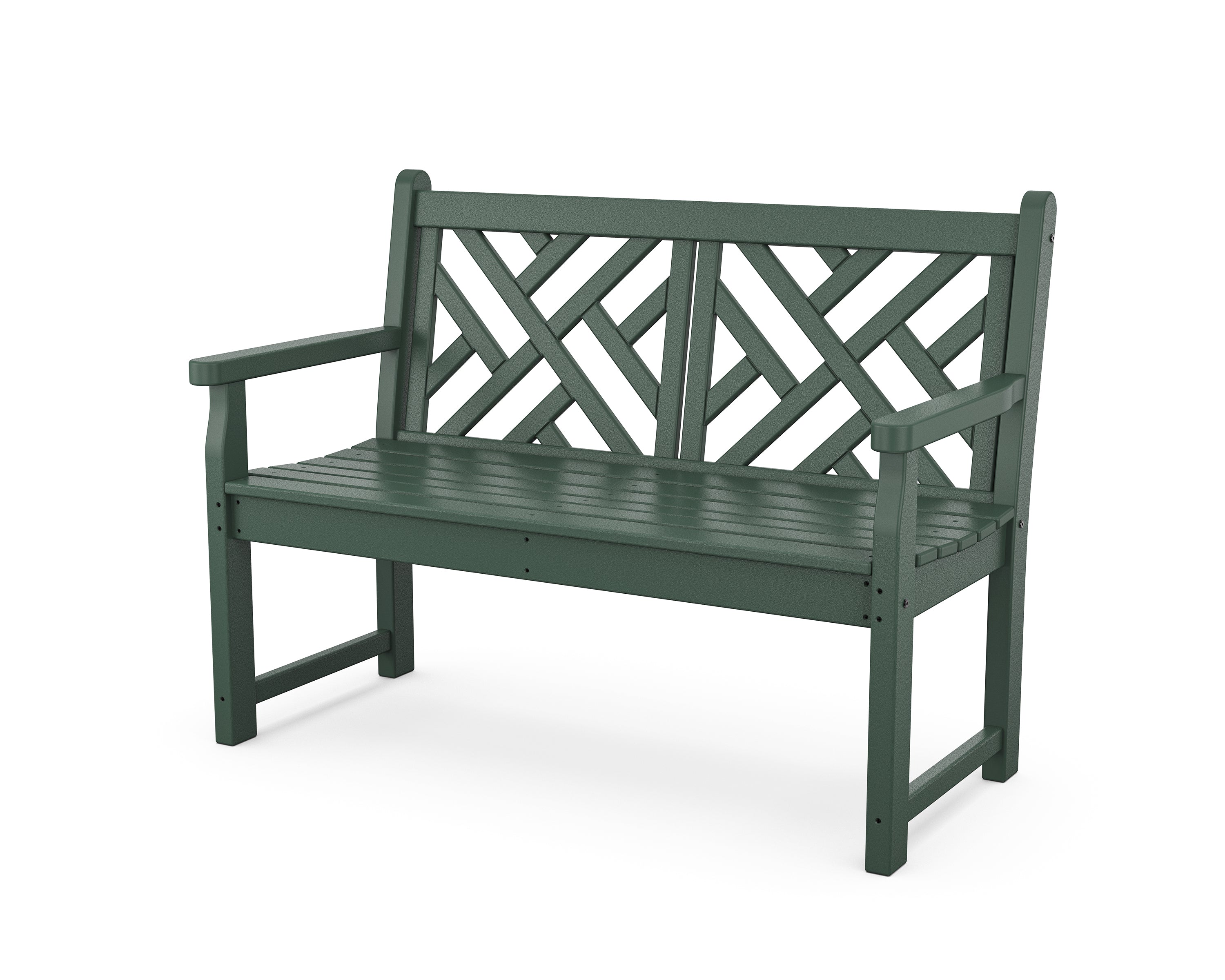POLYWOOD Chippendale 48-Inch Outdoor Bench - Classic White Adirondack Style Garden Seating for Patio, Deck, or Poolside - Weather-Resistant Recycled Plastic Furniture