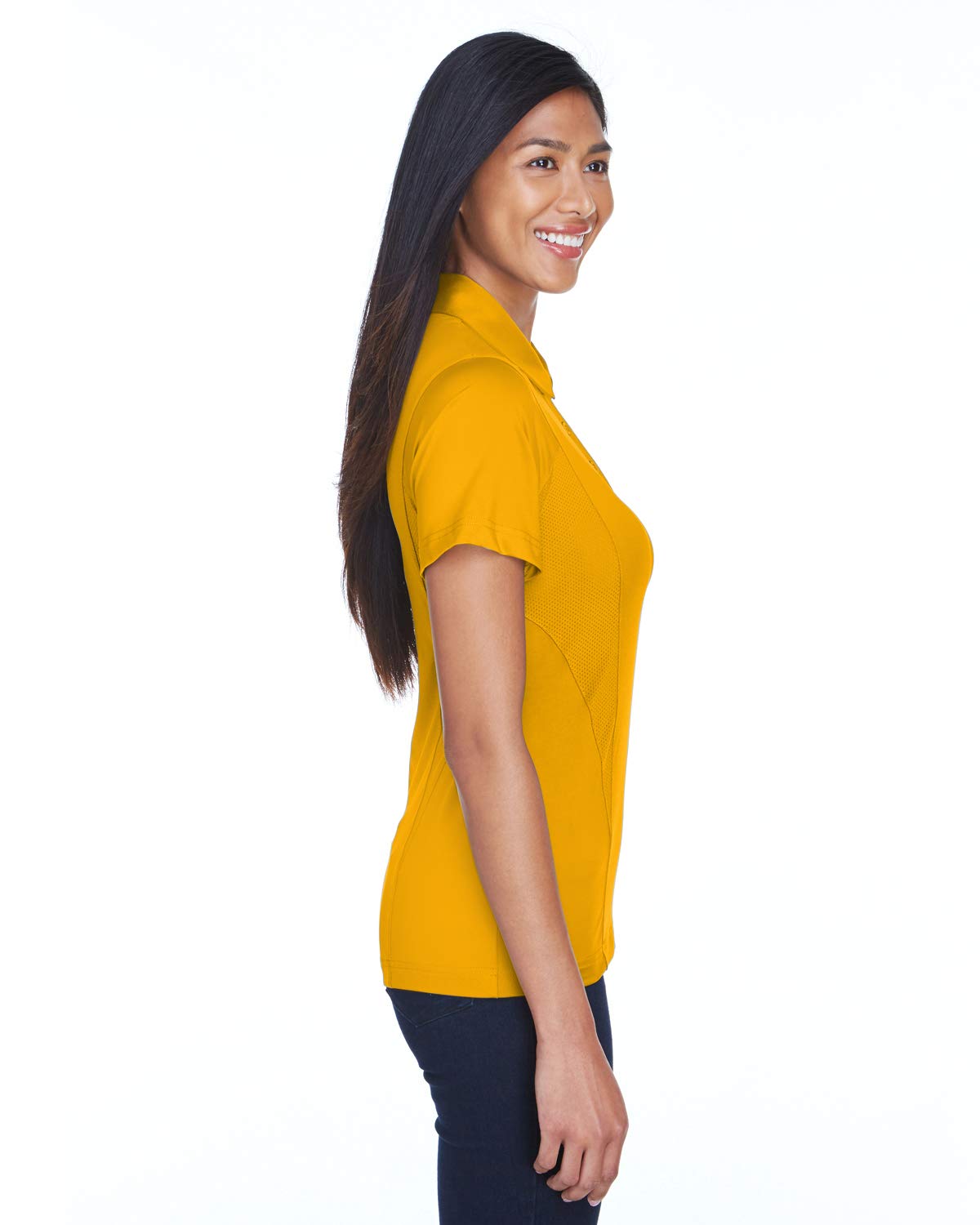 TEAM 365 Women's Performance Polo Shirt - Moisture Wicking, Breathable, SP Athletic Gold, Size 2XL - Perfect for Golf, Tennis & Activewear