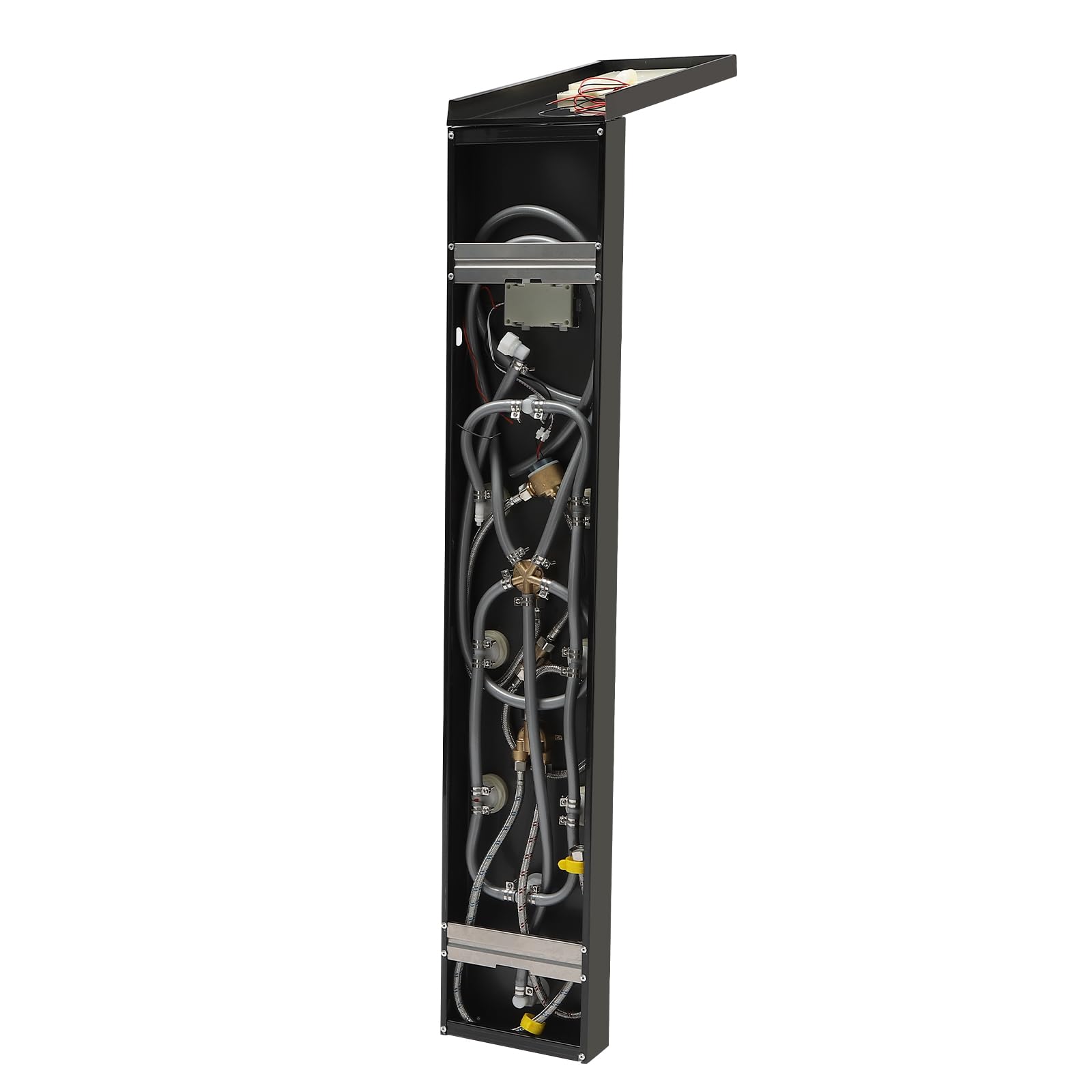 Stainless Steel LED Shower Panel Tower System with 8 Hydroelectric Jets - 6-Function Rainfall Waterfall Shower Head for Luxurious Bathroom Spa Experience | Perfect for Modern Home Renovation & Relaxing Massage Therapy