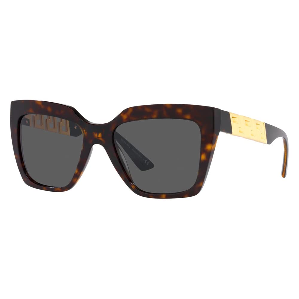 Versace VE 4418F Havana Square Sunglasses - Dark Grey Lenses for Men & Women | UV Protection, Fashion Statement for Beach, Driving & Outdoor Activities