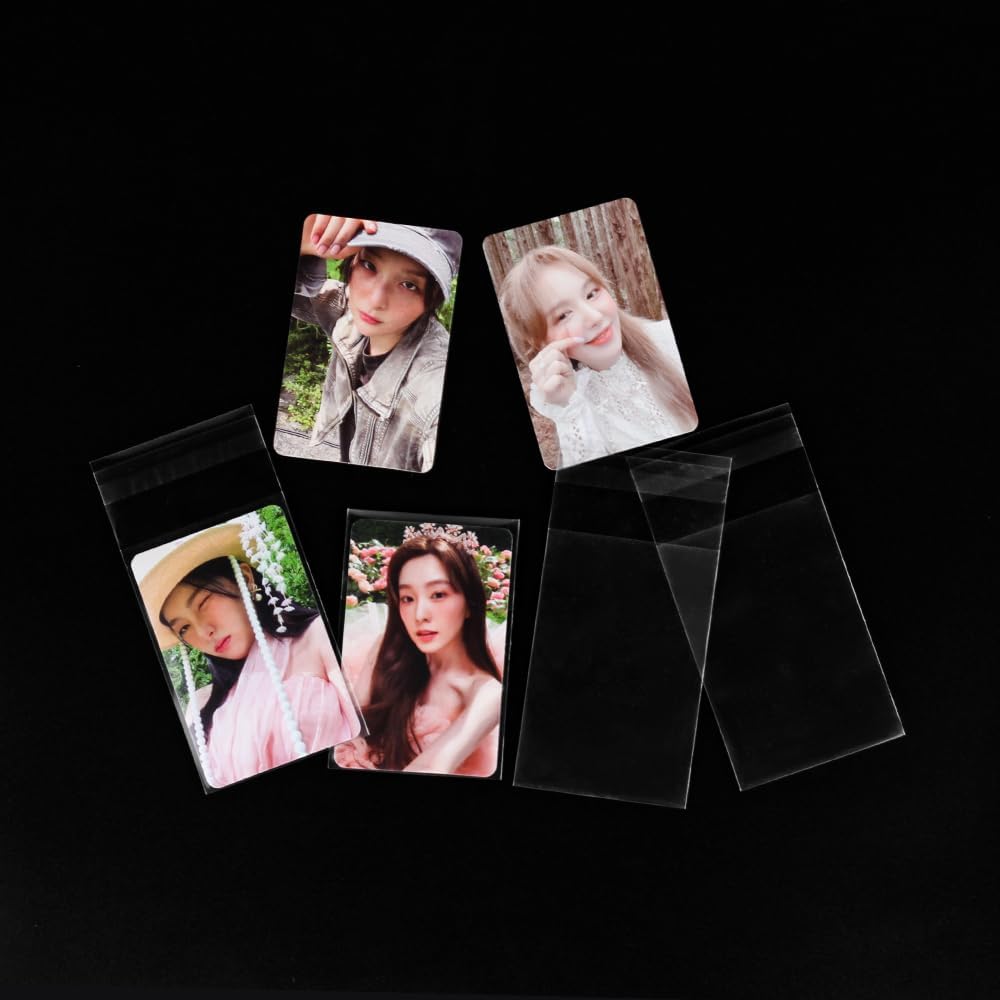 100 Packs Premium Photocard Sleeves - 200 Microns Thick Sealable PVC Protectors for Kpop Albums, Trading Cards & Collectibles - Perfect for Card Storage, Organization & Display