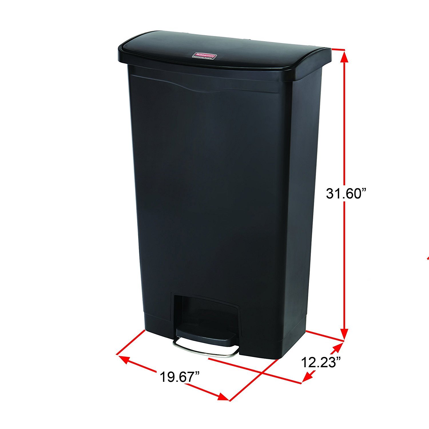 Rubbermaid 18 Gallon Slim Step-On Trash Can - Hands-Free White Plastic Garbage Bin for Hospitals, Labs & Patient Rooms - Ideal for Medical Waste Disposal & Office/Home Use