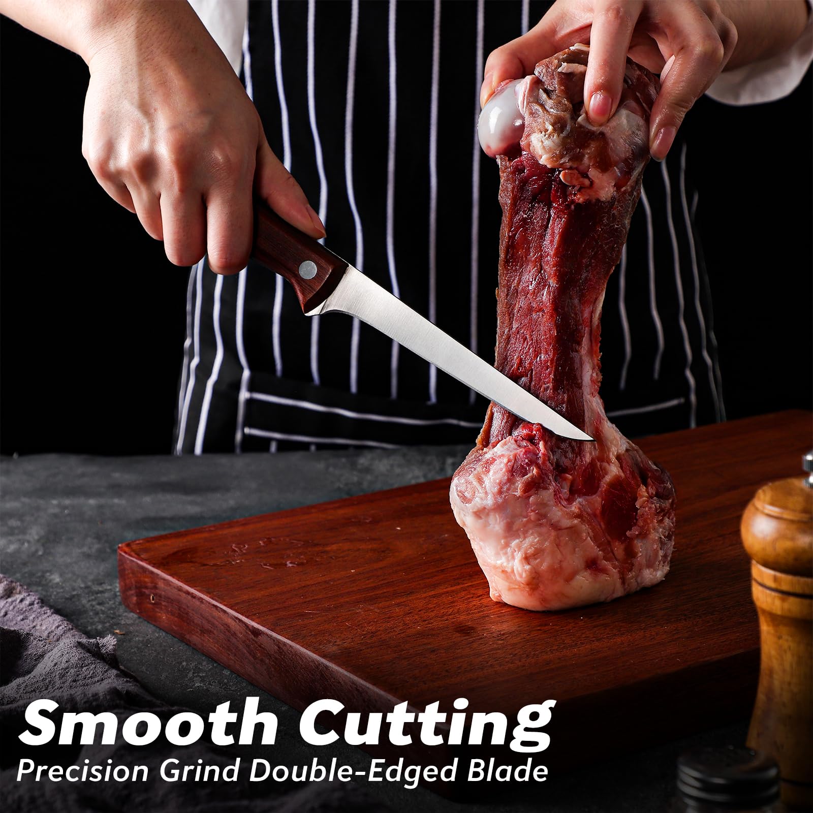 5 Inch Stainless Steel Boning Knife for Meat Cutting - Brisket Trimming, Butcher Knife with Sheath - Flexible Carving Knife for Beef, Poultry & Fish - Perfect for Home Chefs & Professional Butchers