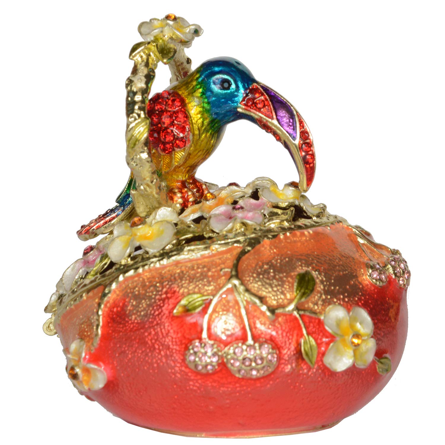 Hand-Painted Toucan Bird Jewelry Box with Hinged Lid - Decorative Trinket Box for Rings & Earrings - Collectible Bird Figurine for Home Decor, Gift Giving & Travel Storage