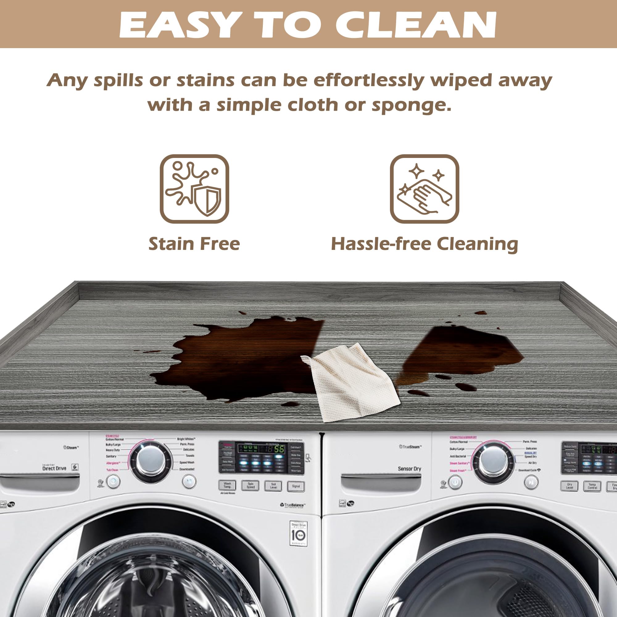 Royxen Solid Wood Washer Dryer Countertop with Polyester Coating - 27.5