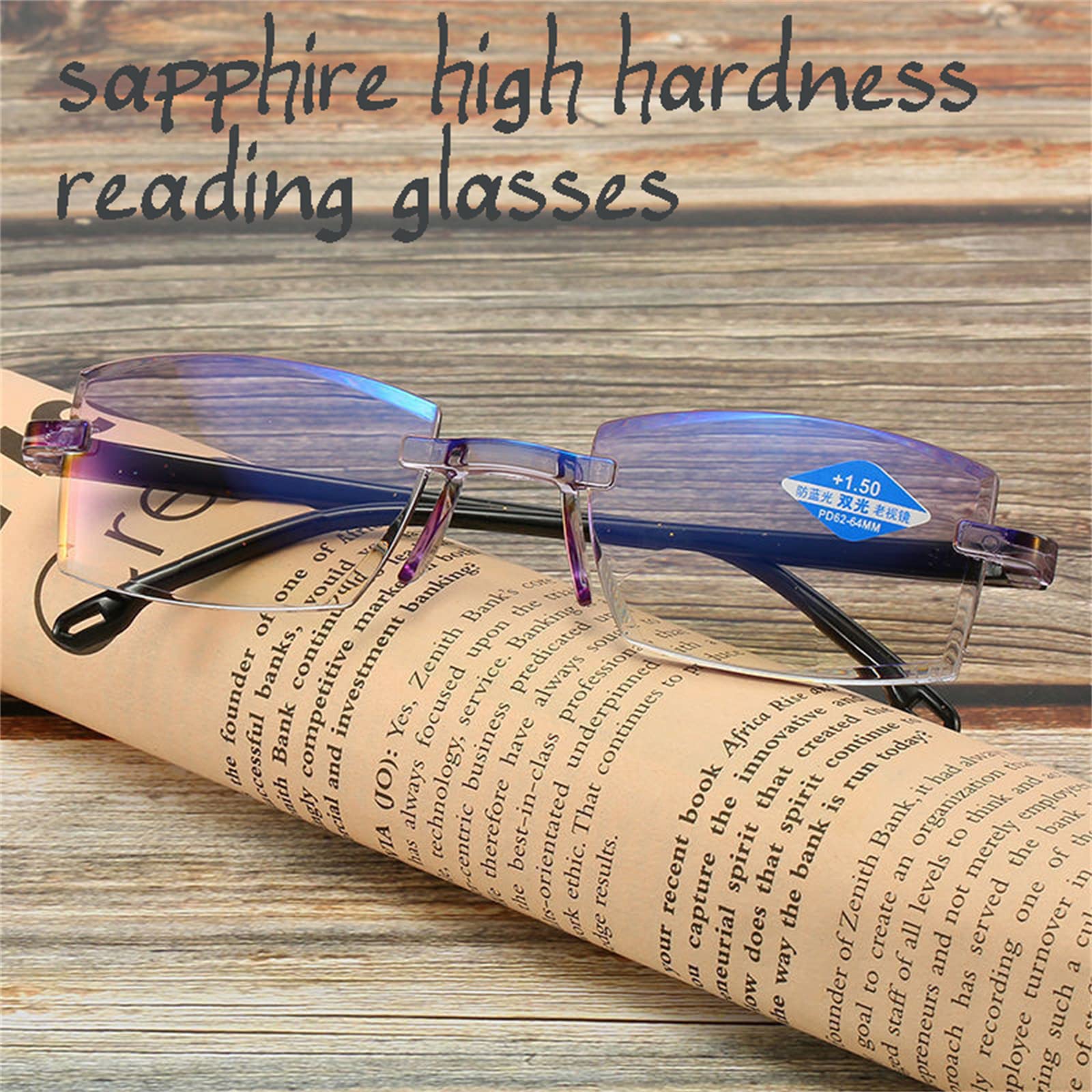 Sapphire High Hardness Anti Blue Light Reading Glasses with Dual Focus - Reduce Eye Strain for Computer Work, Reading & Gaming